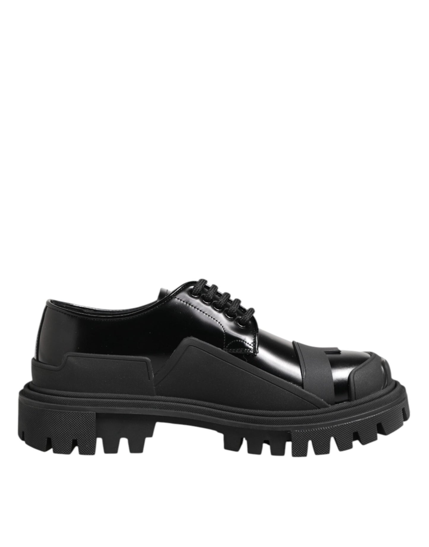 Dolce & Gabbana Black Patent Leather Trekking Derby Shoes – EU39/US6 par Dolce & Gabbana | Disponible sur Sandy Store ByNet