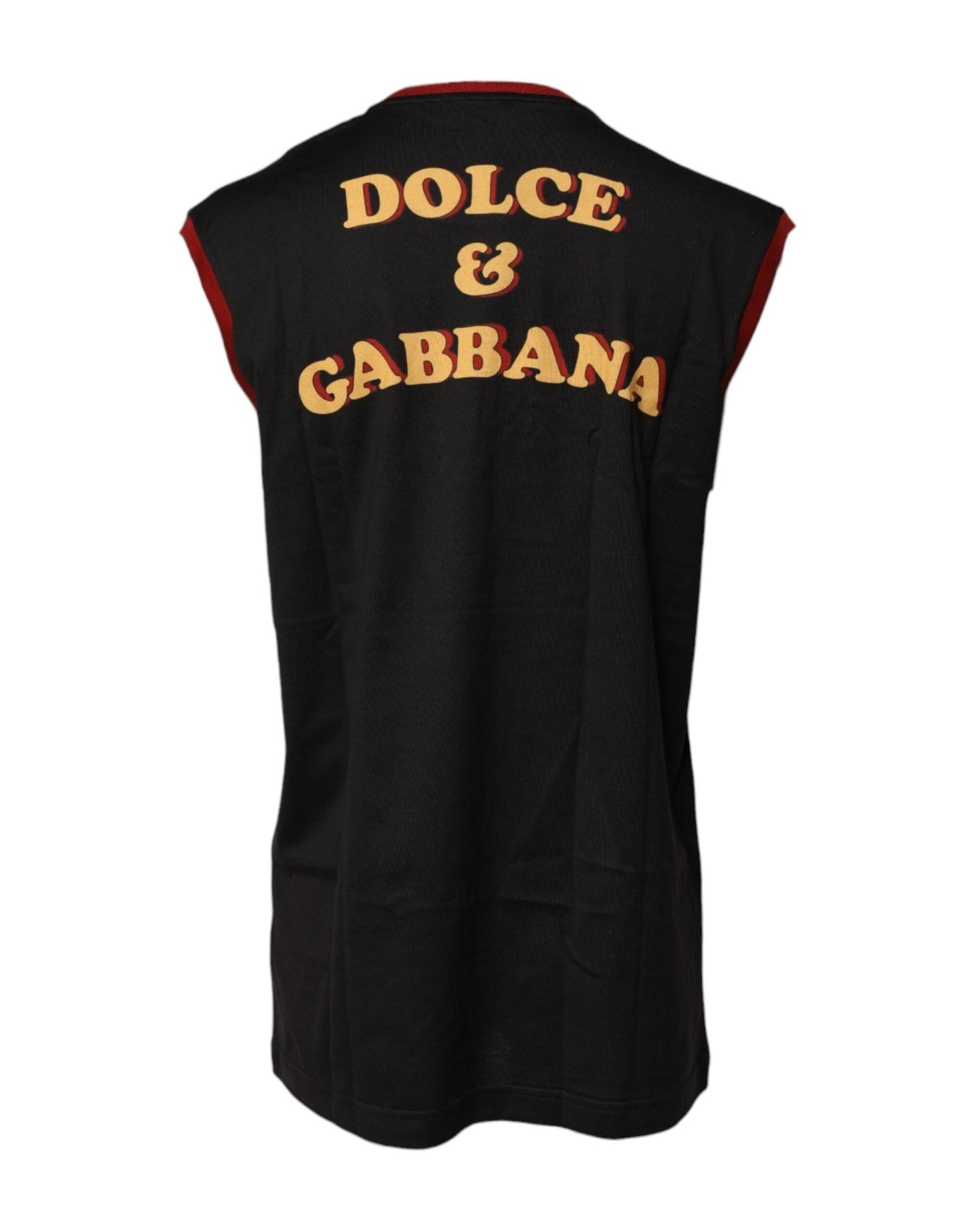 Dolce & Gabbana Black Pin Up Cotton Round Neckline Tank Top - Sandy Store ByNet