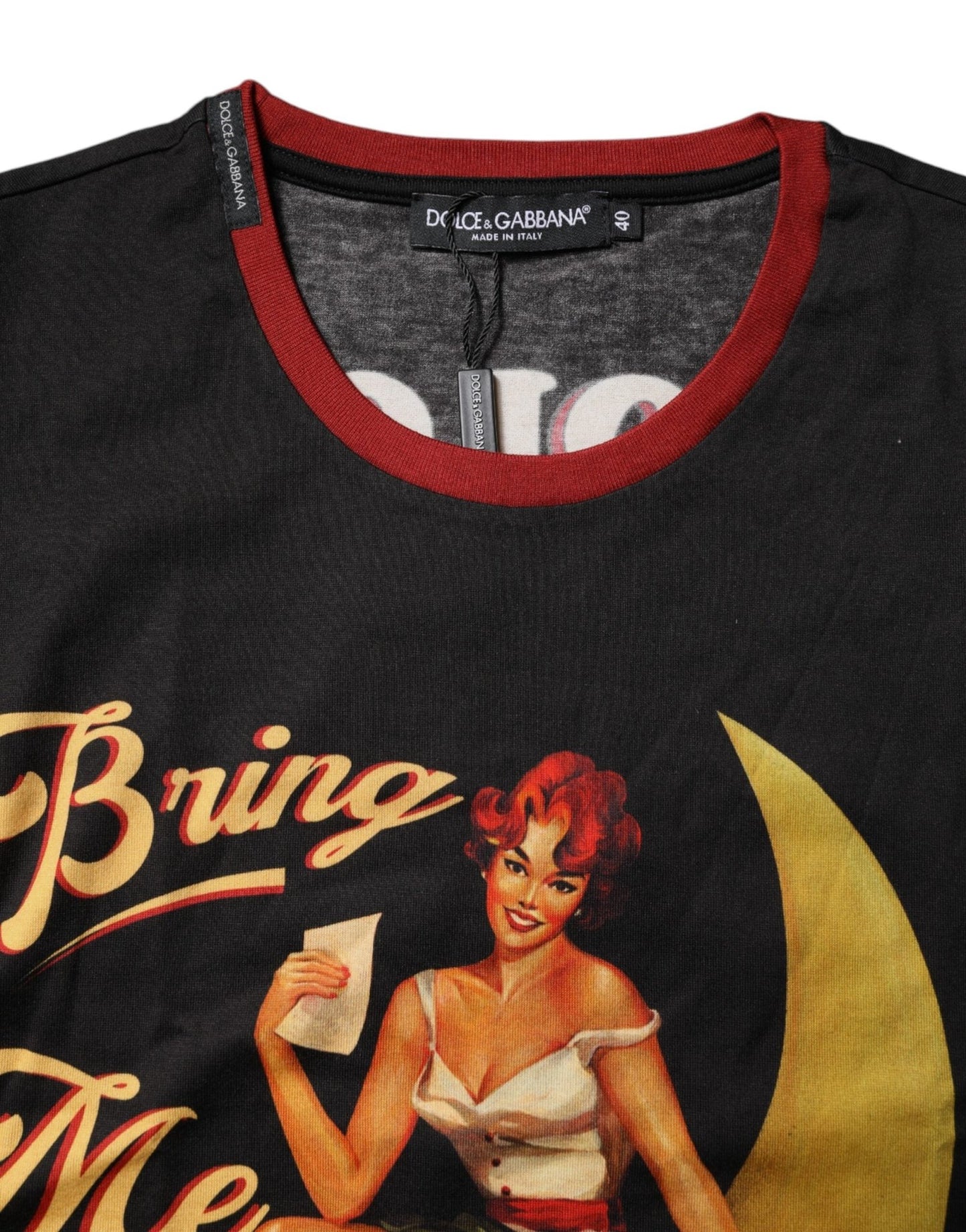 Dolce & Gabbana Black Pin Up Cotton Round Neckline Tank Top - Sandy Store ByNet