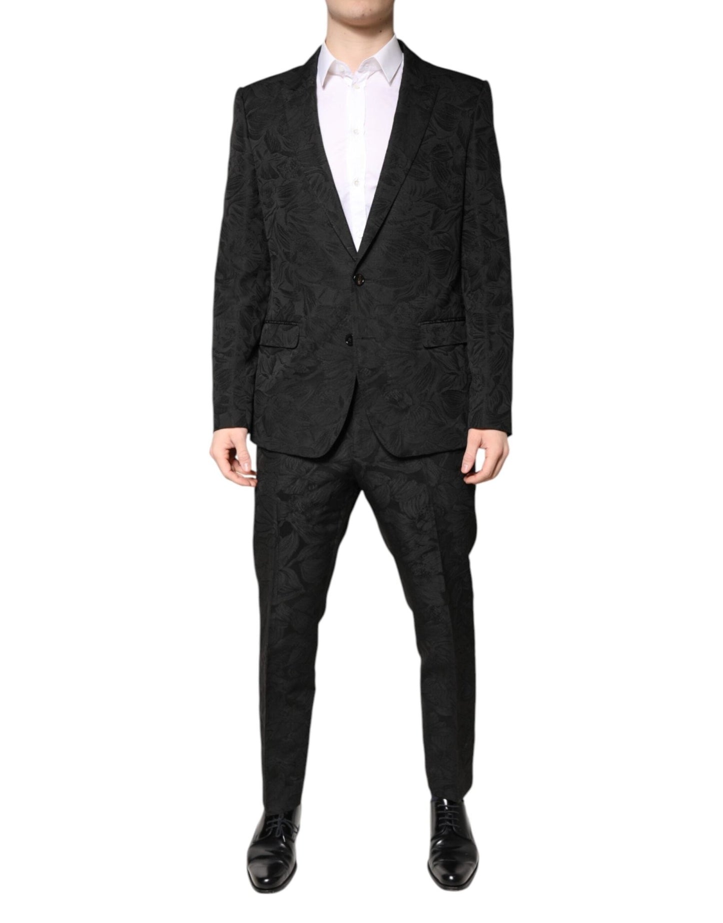 Dolce & Gabbana Black Polyester Floral Jacquard 2 Piece Suit – IT52 | XL par Dolce & Gabbana | Disponible sur Sandy Store ByNet