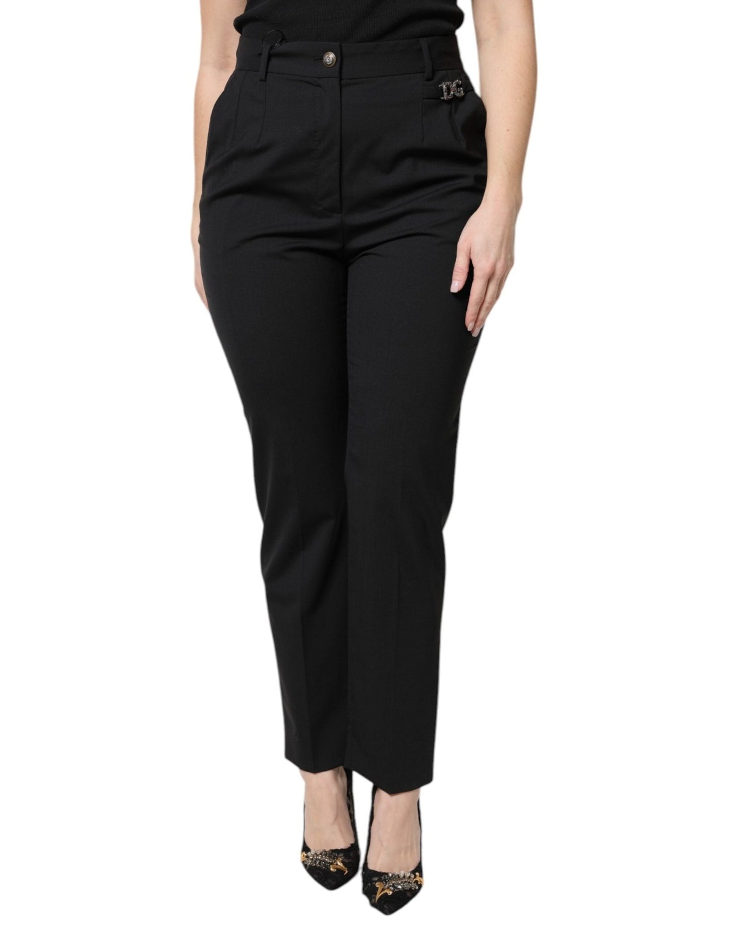 Dolce & Gabbana Black Polyester High Waist Dress Pants – IT44 | L par Dolce & Gabbana | Disponible sur Sandy Store ByNet