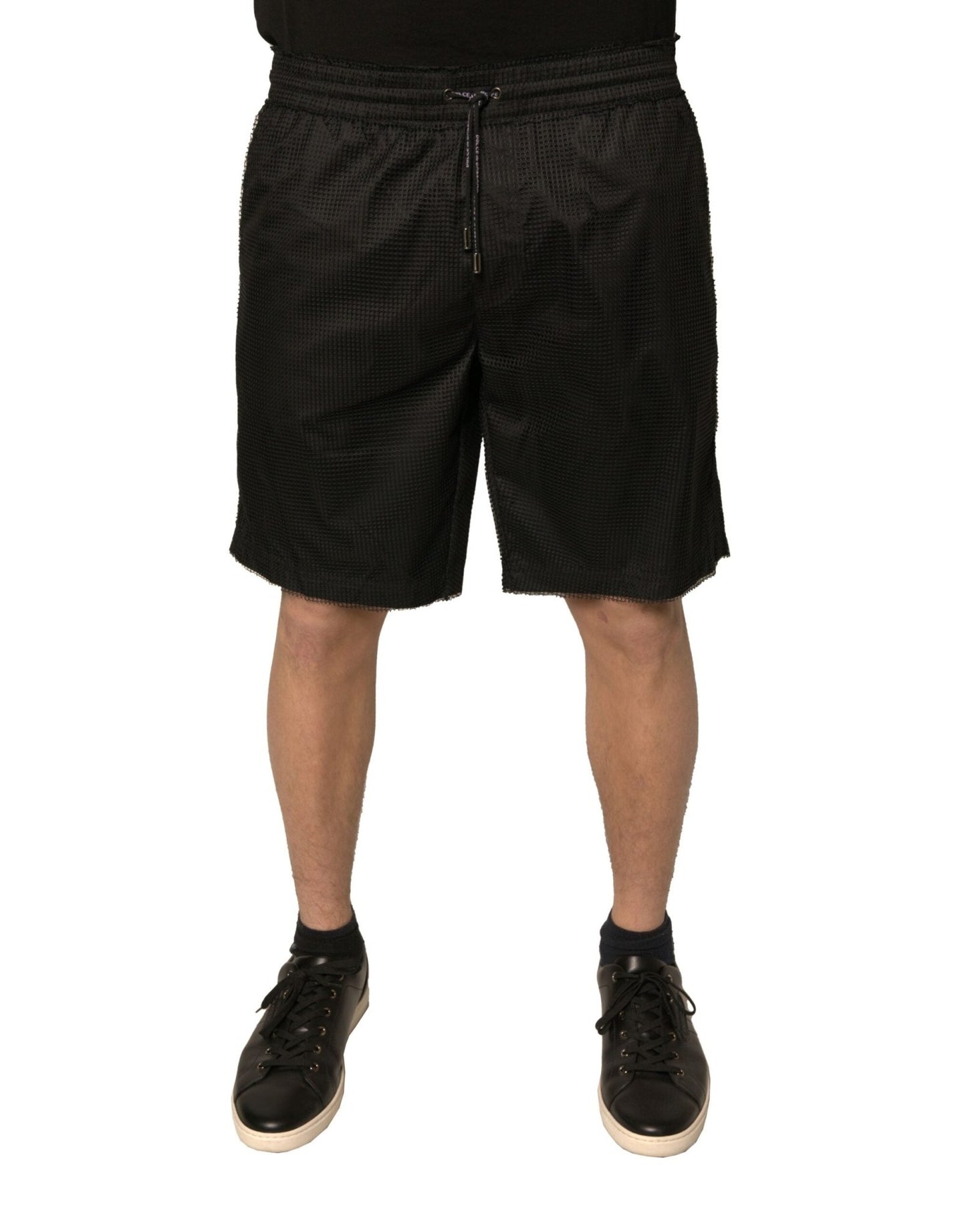 Dolce & Gabbana Black Polyester Jersey Mid Waist Shorts - Sandy Store ByNet