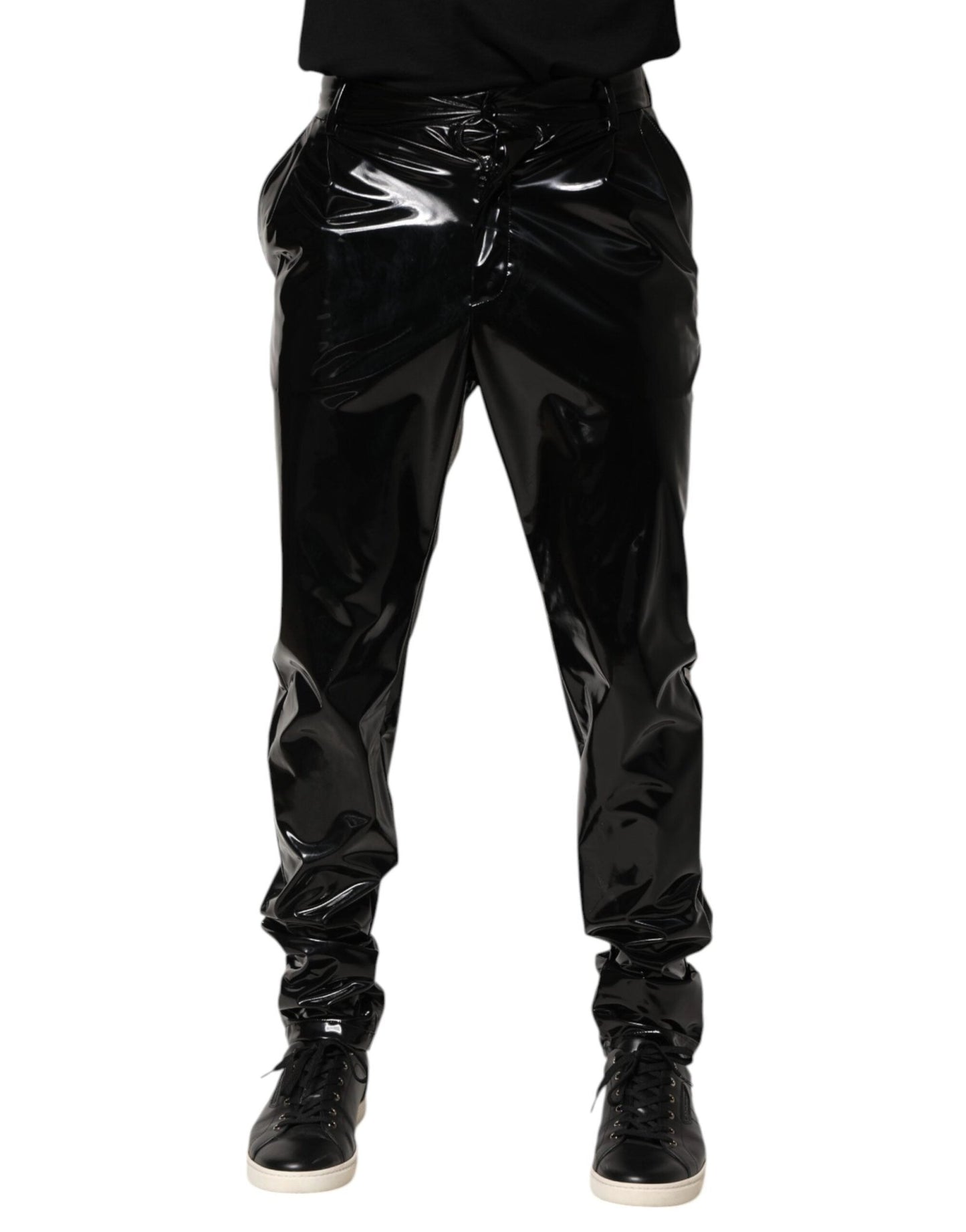 Dolce & Gabbana Black Polyester Mid Waist Men Trouser Pants – IT48 | M par Dolce & Gabbana | Disponible sur Sandy Store ByNet