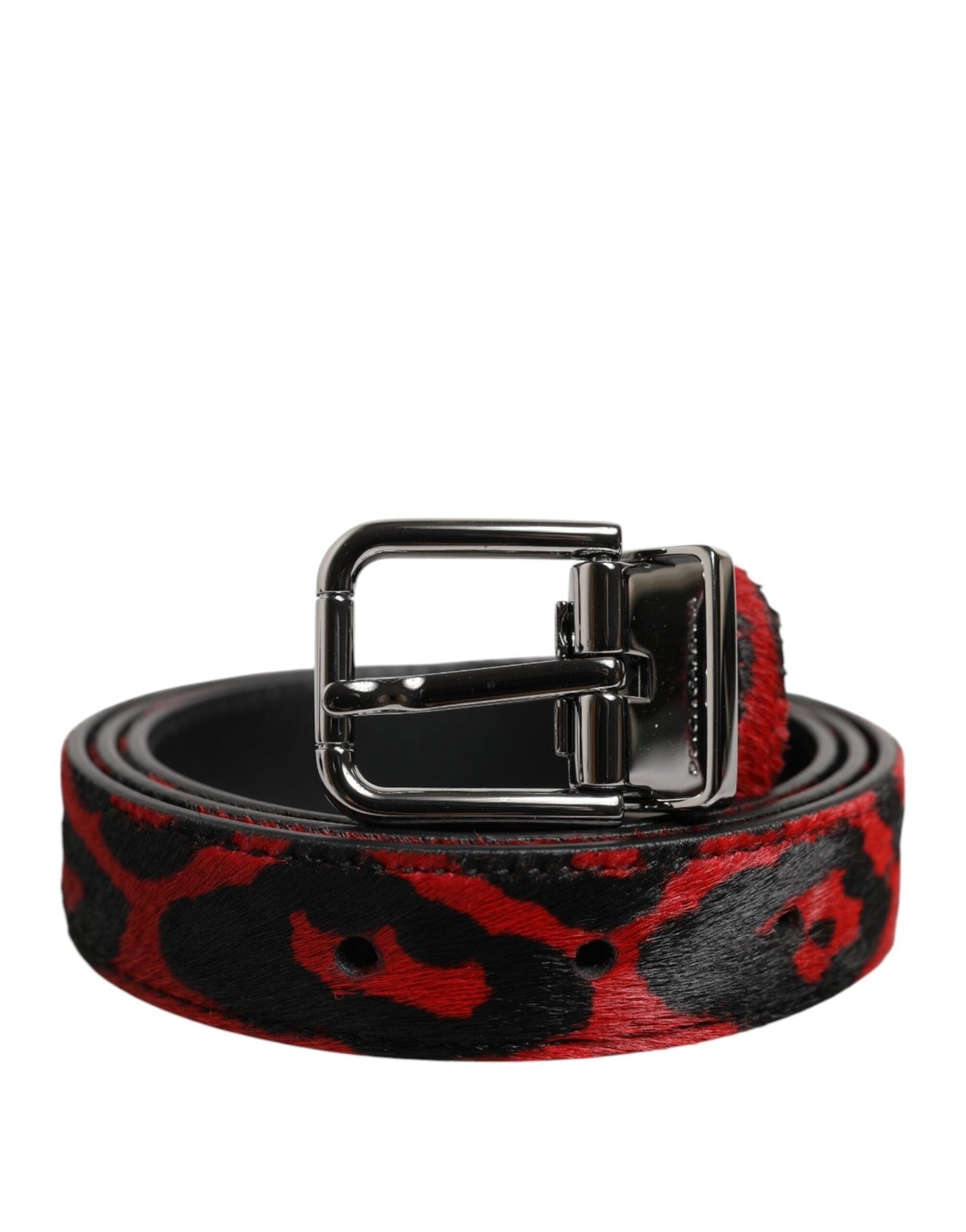Dolce & Gabbana Black Red Leopard Silver Metal Buckle Belt – 90 cm / 36 Inches par Dolce & Gabbana | Disponible sur Sandy Store ByNet