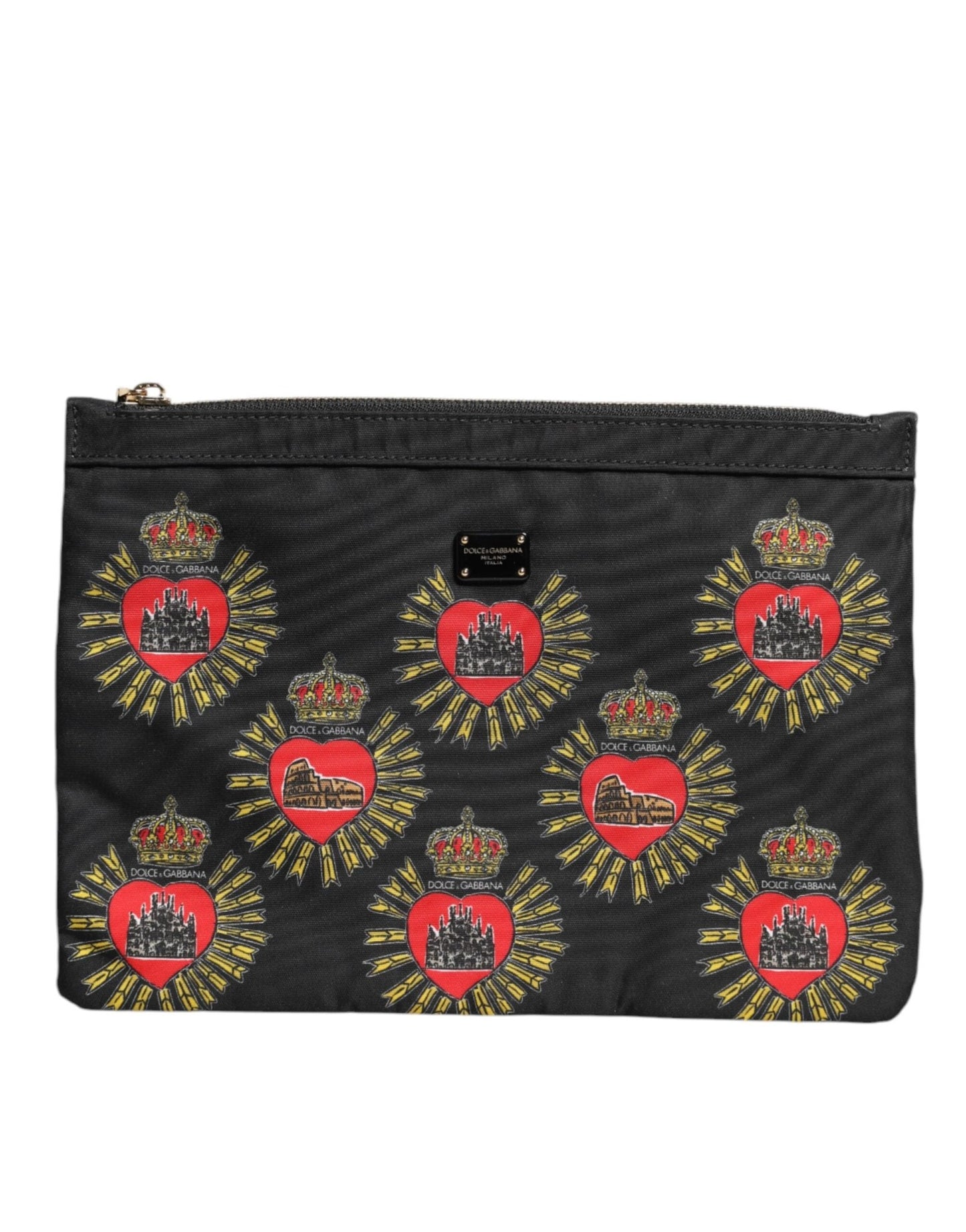 Dolce & Gabbana Black Red Nylon Sacred Heart Clutch Pouch Bag - Sandy Store ByNet