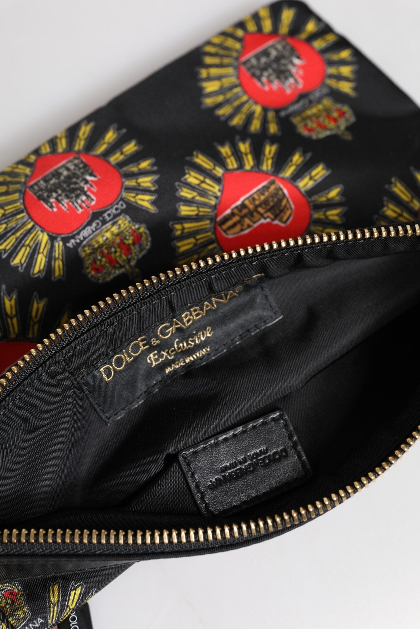 Dolce & Gabbana Black Red Nylon Sacred Heart Clutch Pouch Bag - Sandy Store ByNet