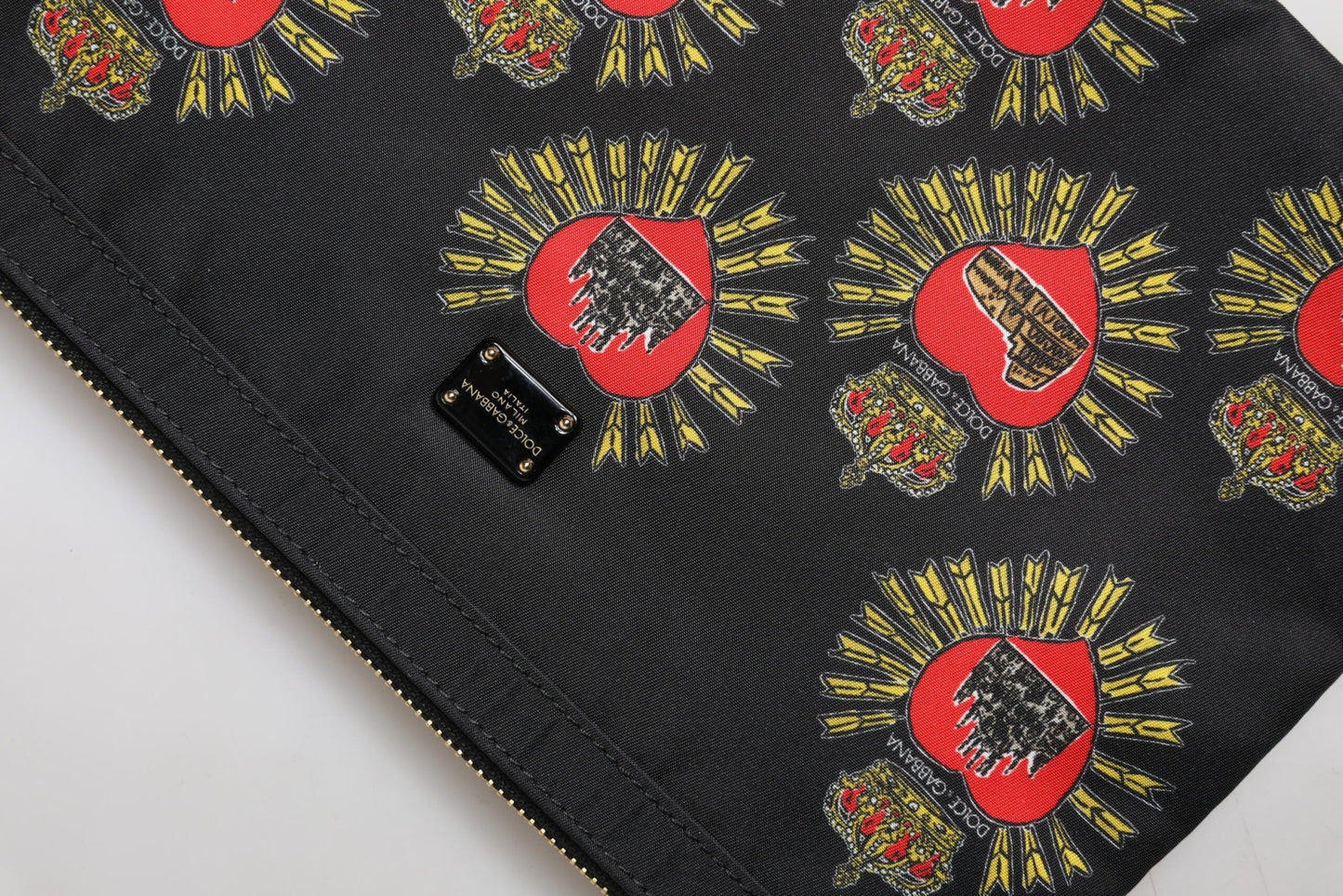 Dolce & Gabbana Black Red Nylon Sacred Heart Clutch Pouch Bag - Sandy Store ByNet