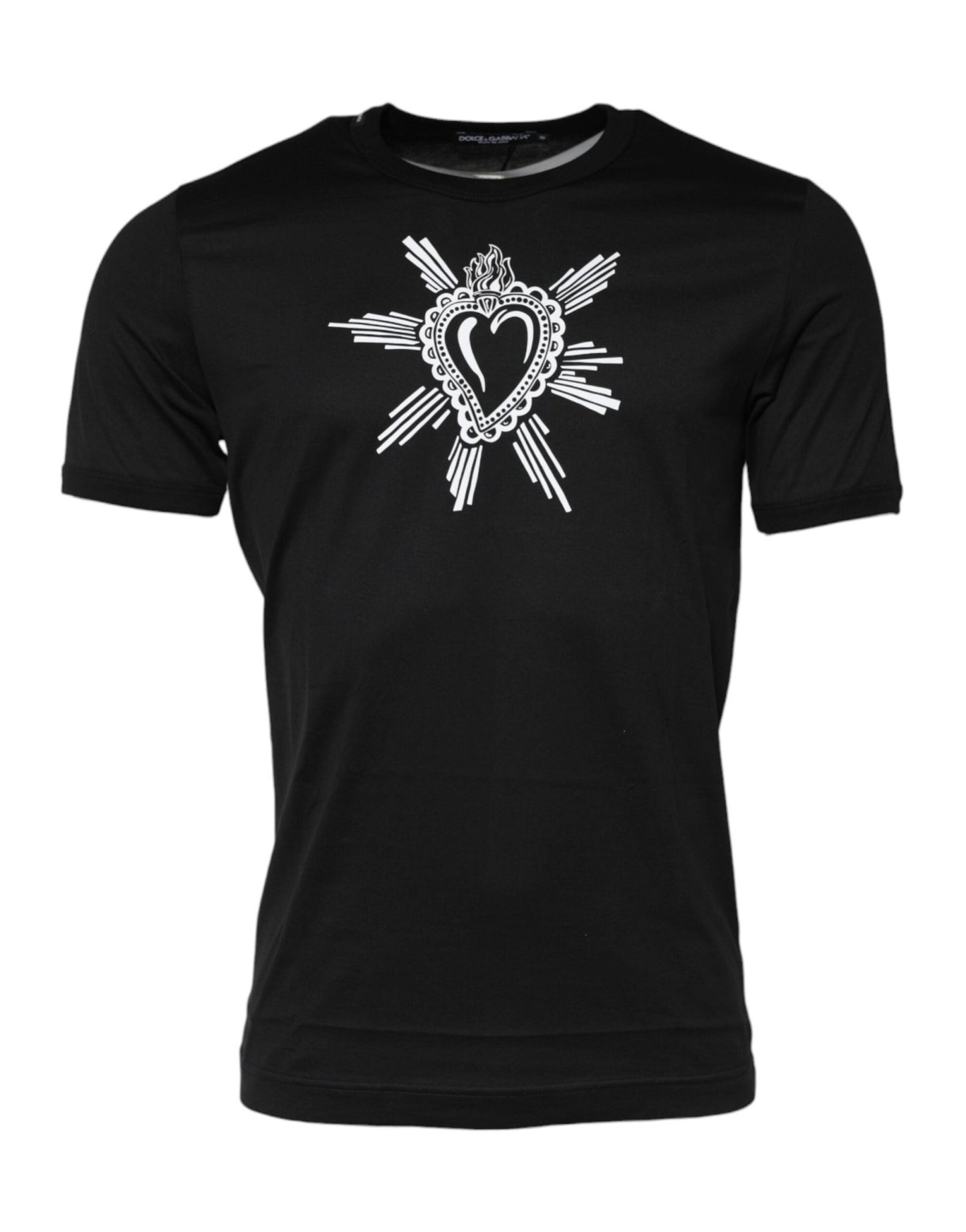 Dolce & Gabbana Black Sacred Heart Cotton Crew Neck T-shirt – IT48 | M par Dolce & Gabbana | Disponible sur Sandy Store ByNet