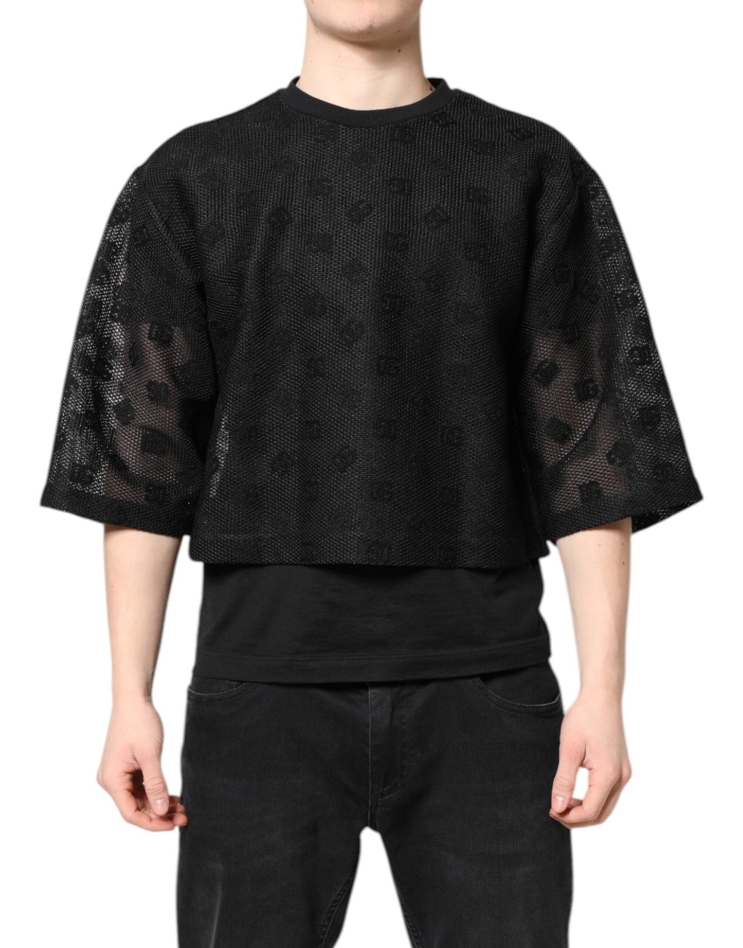 Dolce & Gabbana Black See Through Logo Short Sleeves T-shirt – IT50 | L par Dolce & Gabbana | Disponible sur Sandy Store ByNet