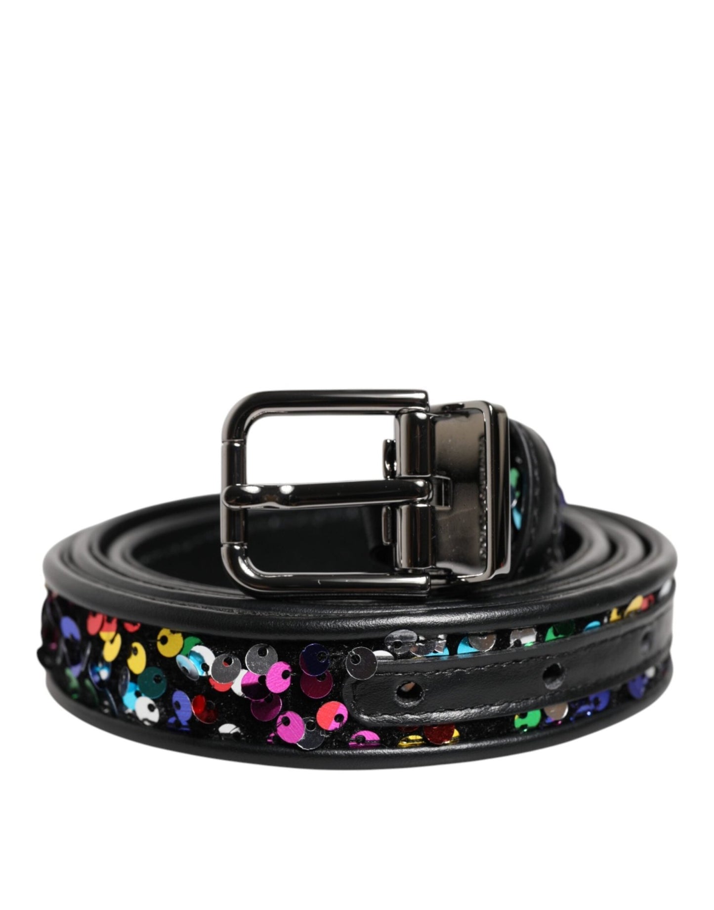 Dolce & Gabbana Black Sequin Embellished Metal Buckle Belt – 95 cm / 38 Inches par Dolce & Gabbana | Disponible sur Sandy Store ByNet
