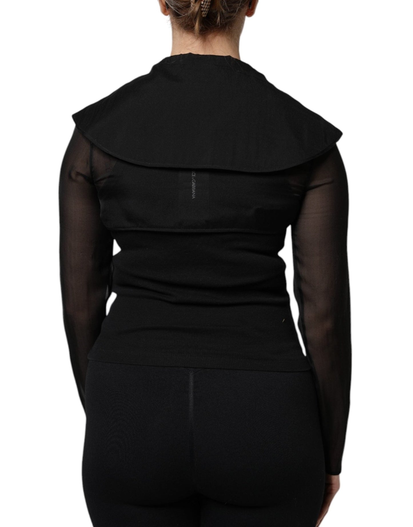 Dolce & Gabbana Black Silk Sheer Long Sleeves Blouse Top - Sandy Store ByNet