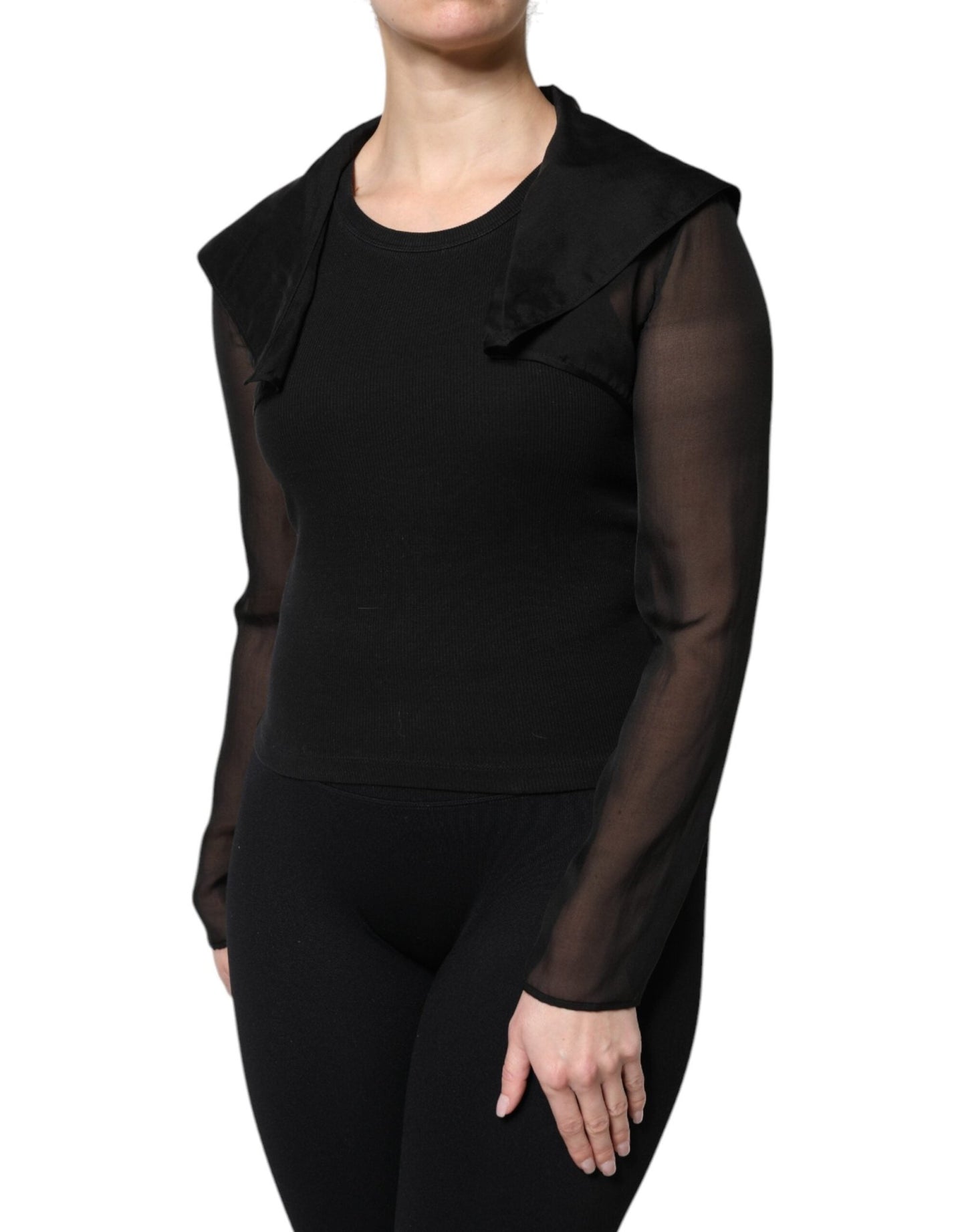 Dolce & Gabbana Black Silk Sheer Long Sleeves Blouse Top - Sandy Store ByNet