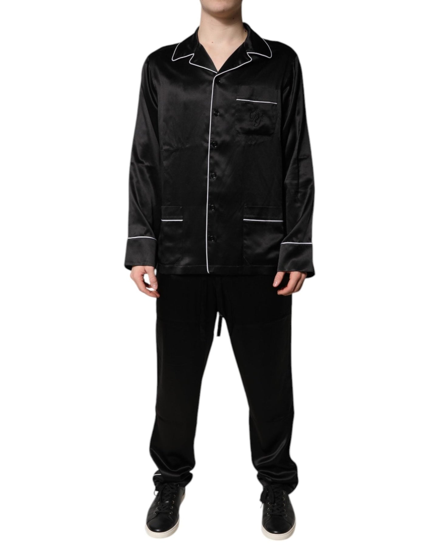 Dolce & Gabbana Black Silk Shirt Pants Pajama Set Sleepwear – IT38 | XS par Dolce & Gabbana | Disponible sur Sandy Store ByNet