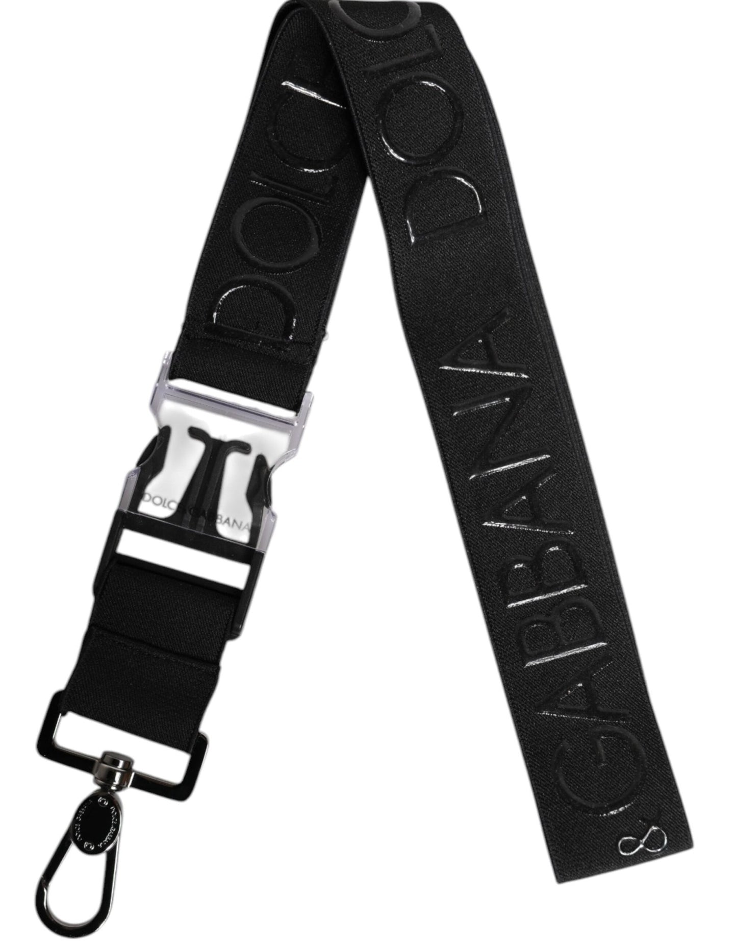 Dolce & Gabbana Black Stretch Polyester Rubberised DG Logo Keychain - Sandy Store ByNet