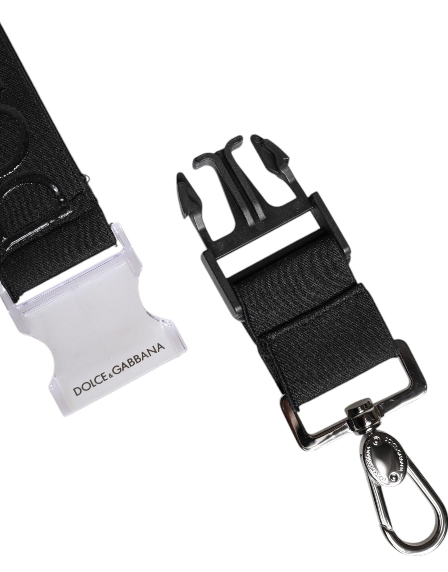 Dolce & Gabbana Black Stretch Polyester Rubberised DG Logo Keychain - Sandy Store ByNet