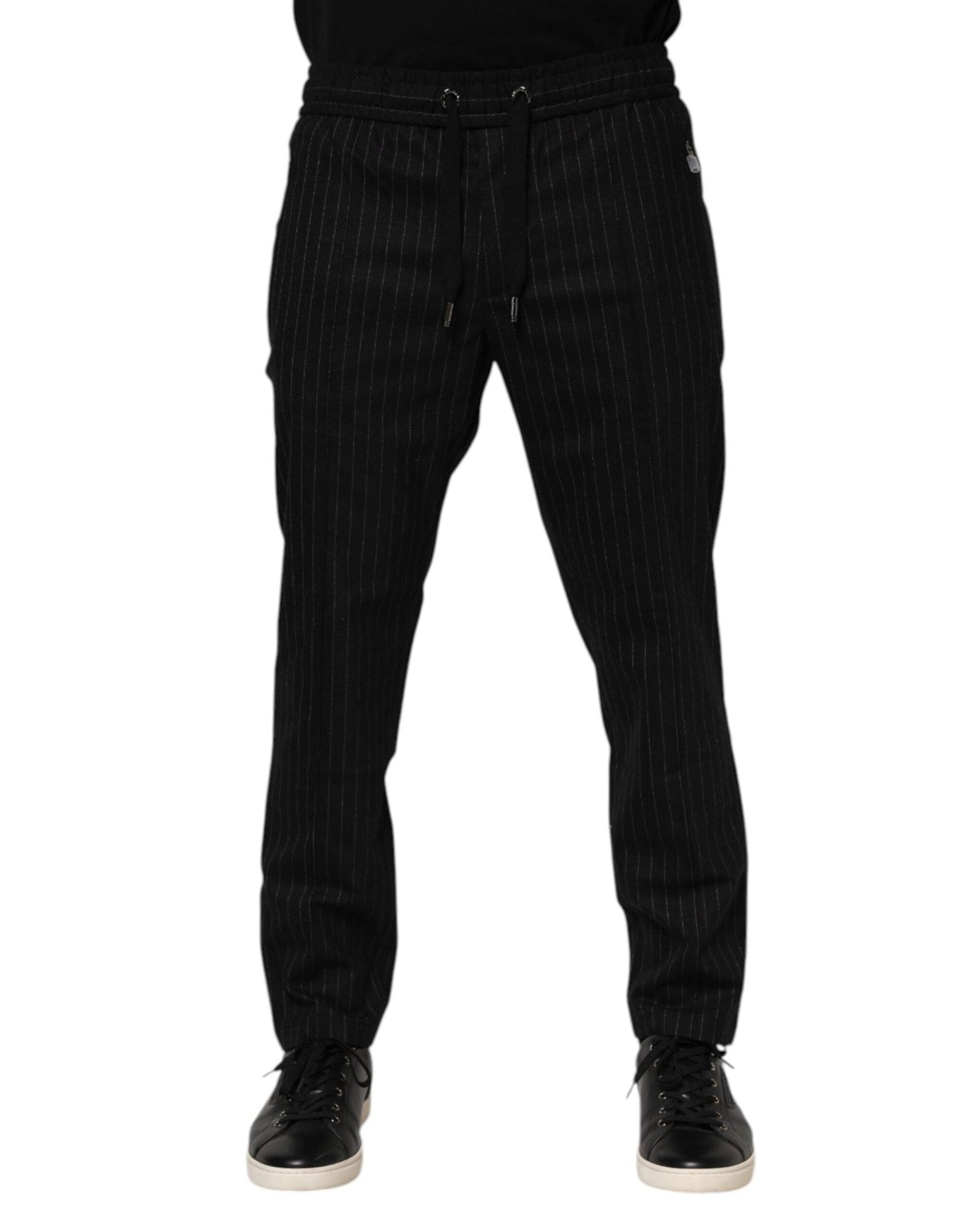 Dolce & Gabbana Black Striped Wool Men Jogger Pants – IT48 | M par Dolce & Gabbana | Disponible sur Sandy Store ByNet