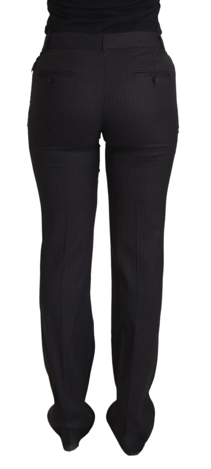 Dolce & Gabbana Black Stripes Mid Waist Trouser Pants – IT42|M par Dolce & Gabbana | Disponible sur Sandy Store ByNet