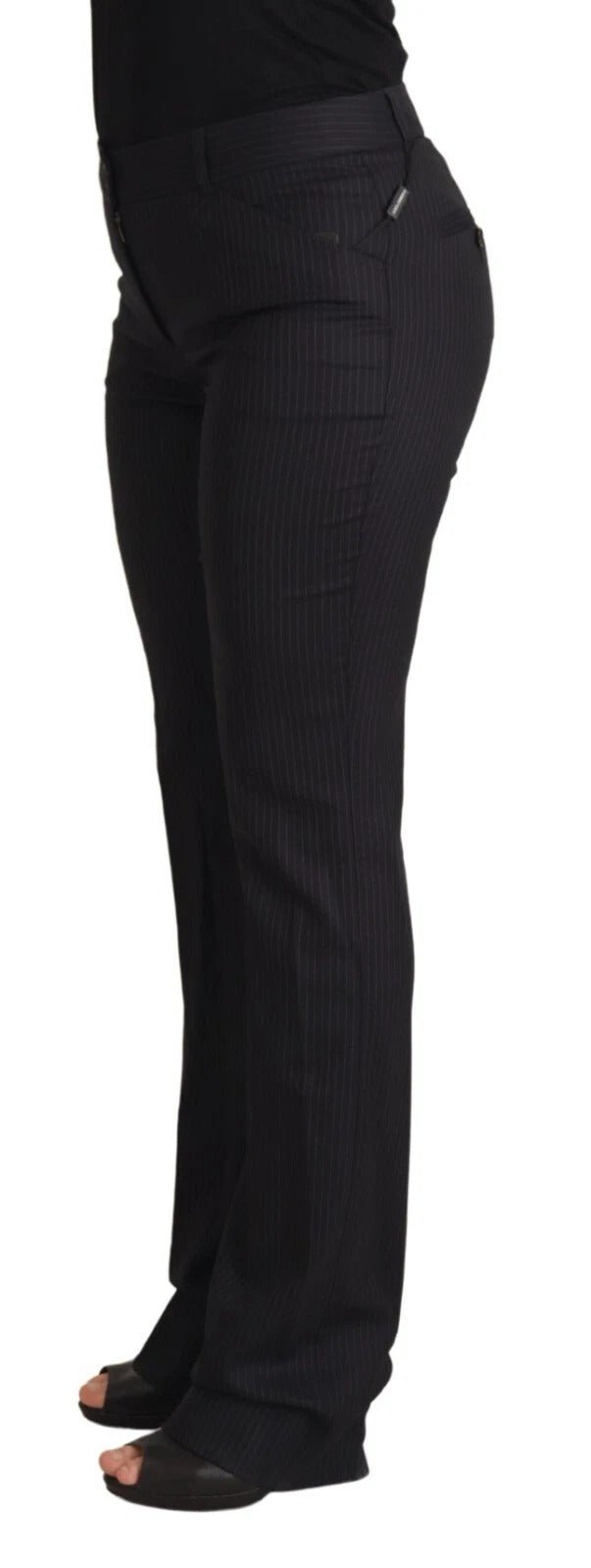 Dolce & Gabbana Black Stripes Mid Waist Trouser Pants – IT42|M par Dolce & Gabbana | Disponible sur Sandy Store ByNet