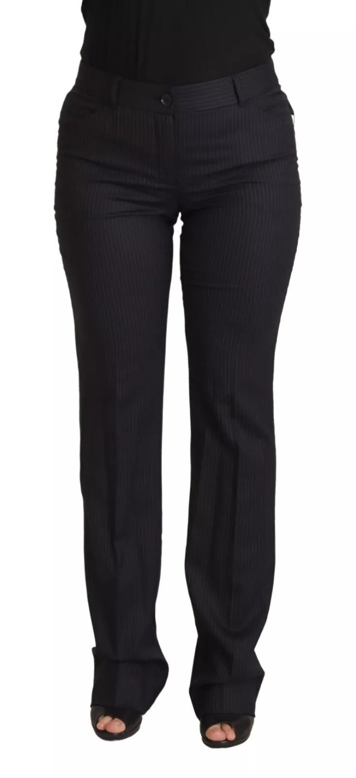 Dolce & Gabbana Black Stripes Mid Waist Trouser Pants – IT42|M par Dolce & Gabbana | Disponible sur Sandy Store ByNet