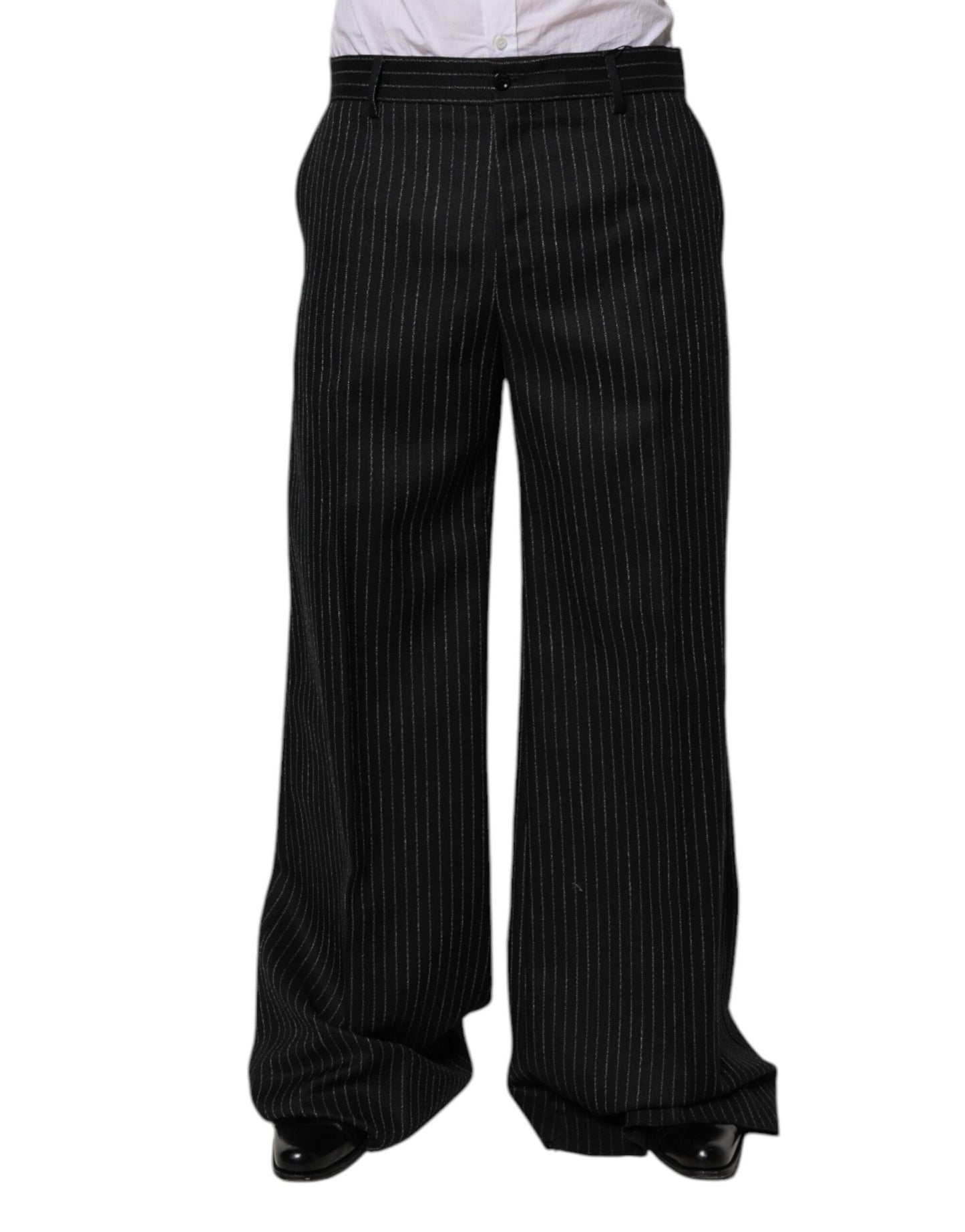 Dolce & Gabbana Black Stripes Wide Leg Formal Men Dress Pants – IT48 | M par Dolce & Gabbana | Disponible sur Sandy Store ByNet