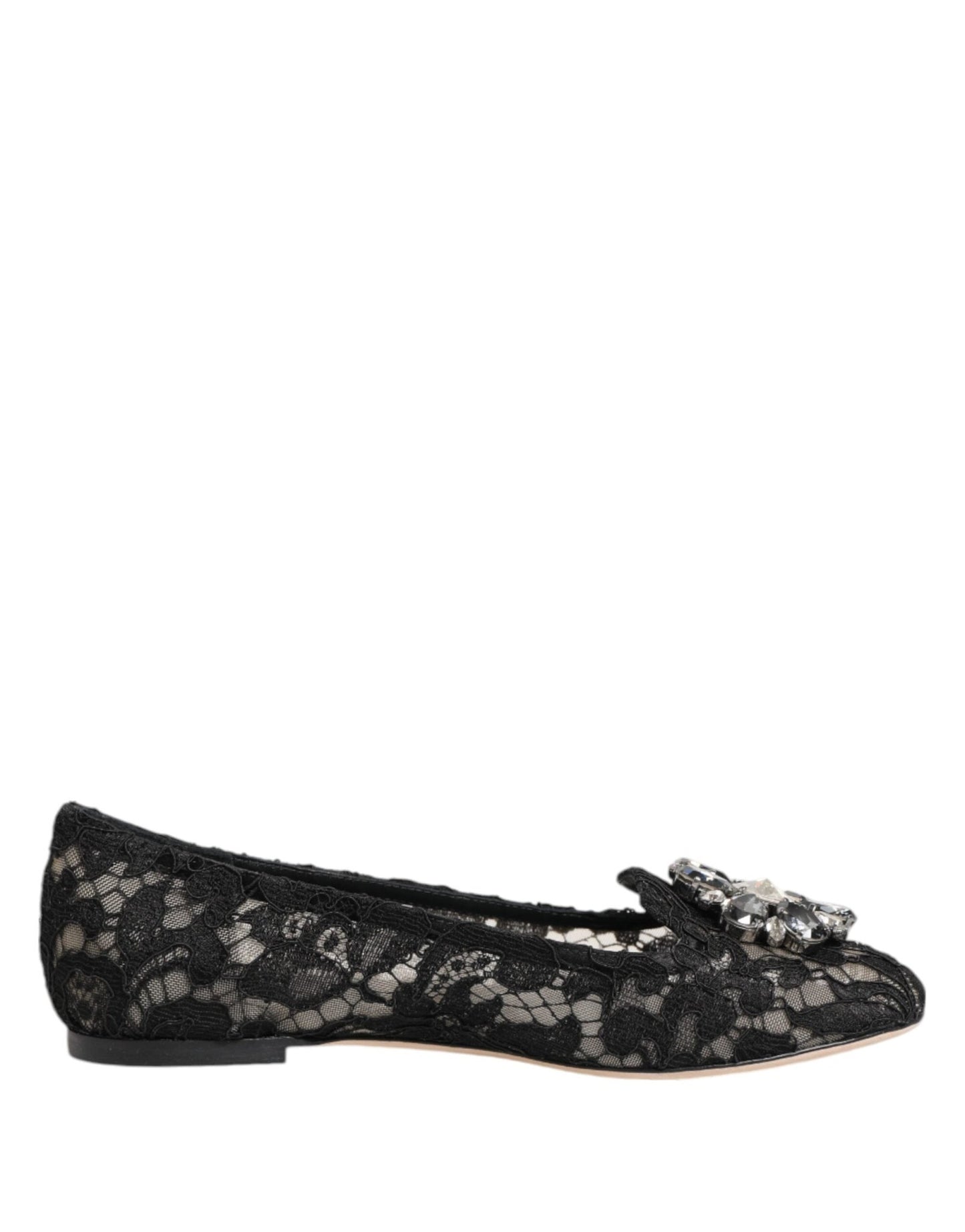 Dolce & Gabbana Black Taormina Lace Crystals Flats Shoes – EU35.5/US5 par Dolce & Gabbana | Disponible sur Sandy Store ByNet