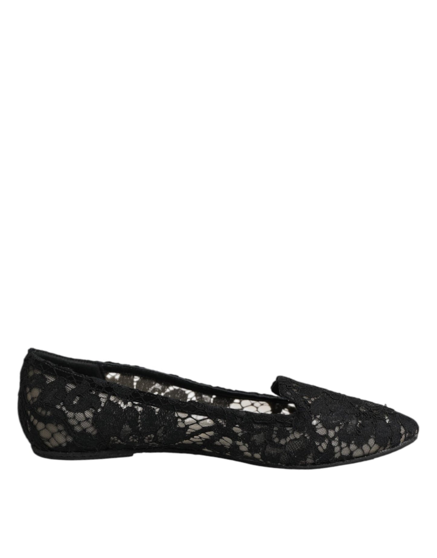 Dolce & Gabbana Black Taormina Lace Slip On Flats Shoes – EU37.5/US7 par Dolce & Gabbana | Disponible sur Sandy Store ByNet