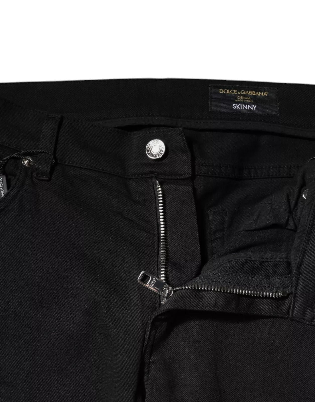 Dolce & Gabbana Black Tattered White Lining Skinny Denim Jeans – IT48 | M par Dolce & Gabbana | Disponible sur Sandy Store ByNet