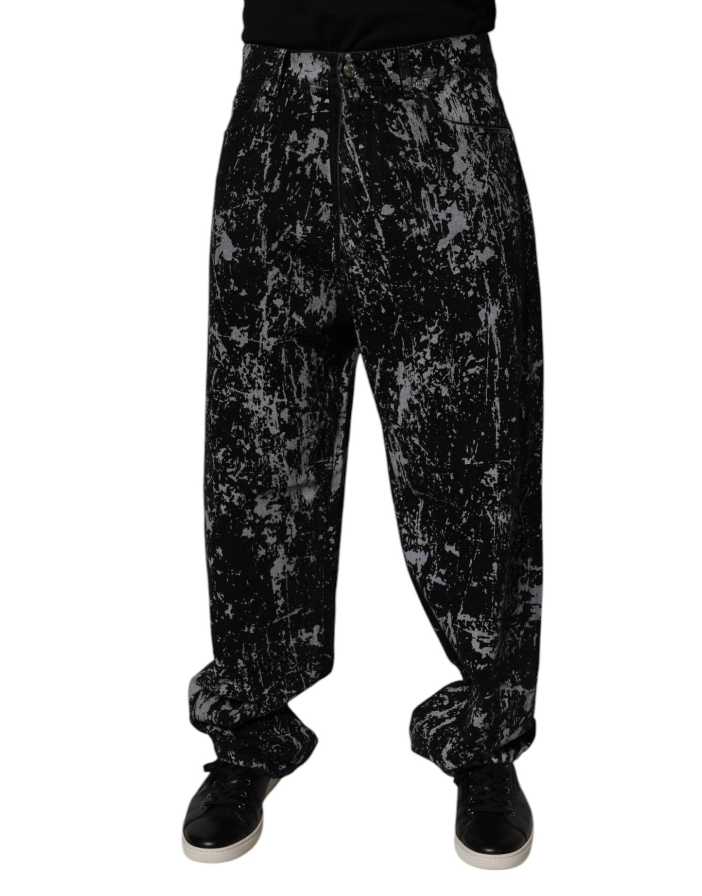 Dolce & Gabbana Black Tie Dye Cotton Straight Men Denim Jeans – IT48 | M par Dolce & Gabbana | Disponible sur Sandy Store ByNet