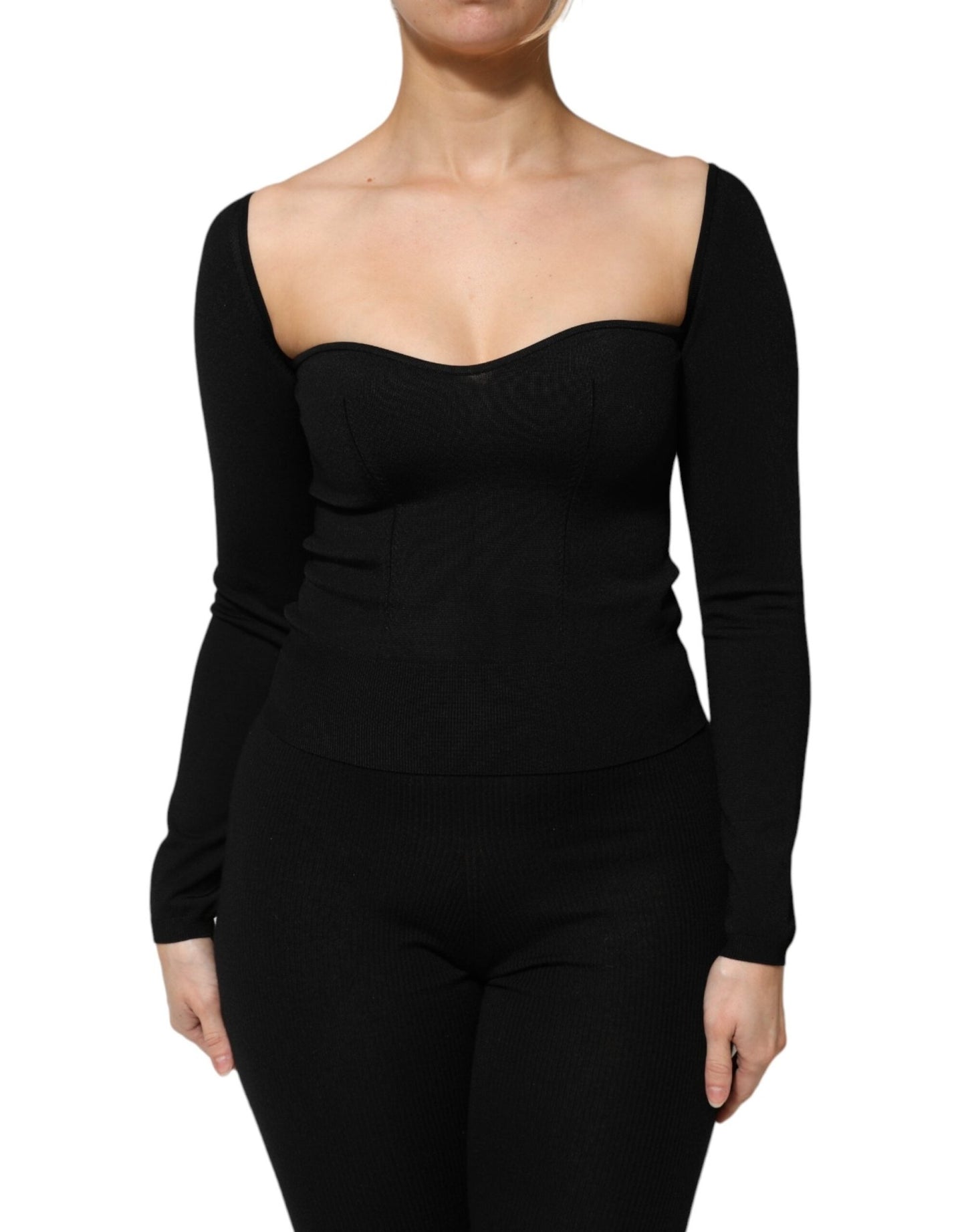 Dolce & Gabbana Black Viscose Long Sleeve Pullover Blouse Top – IT42|M par Dolce & Gabbana | Disponible sur Sandy Store ByNet