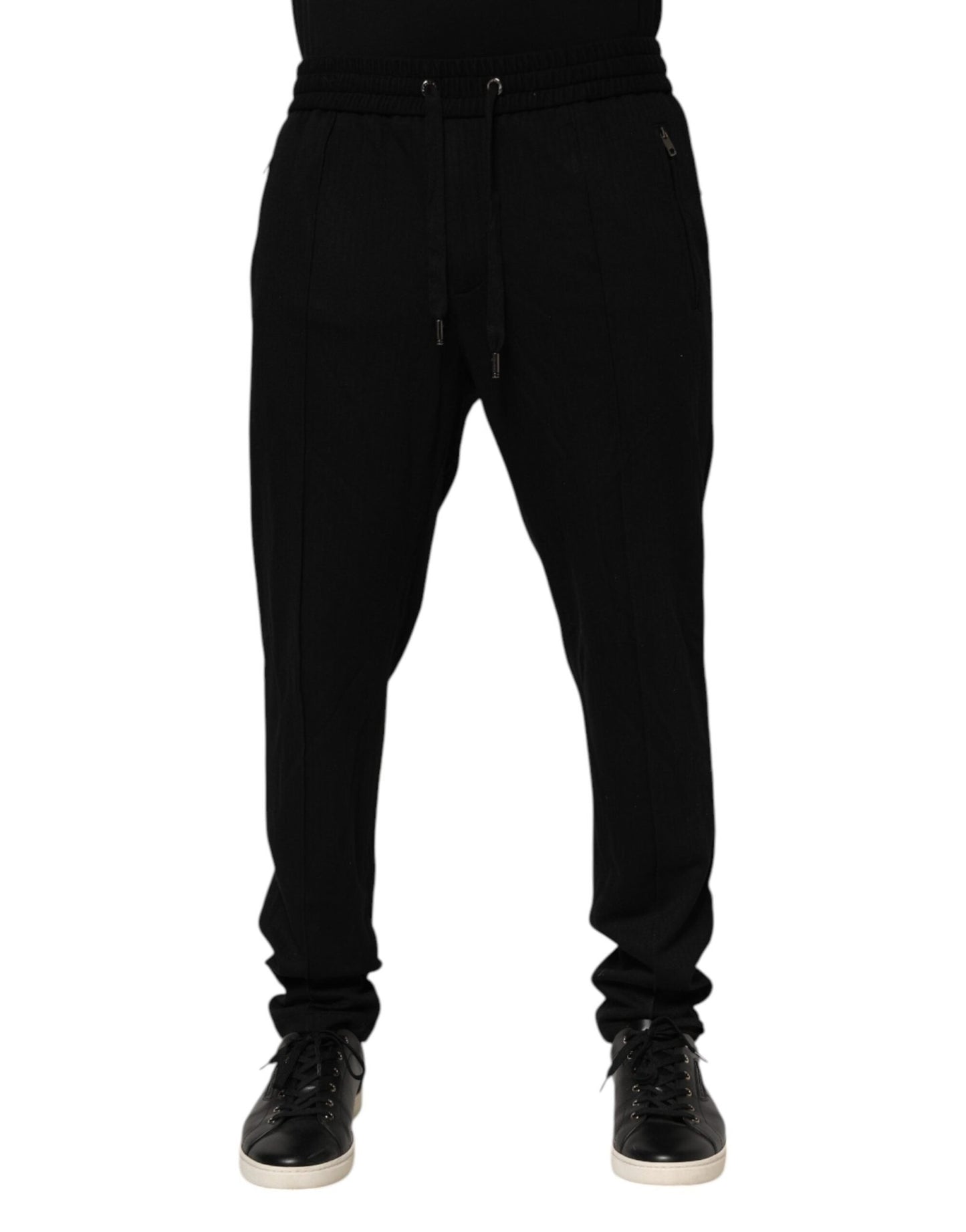 Dolce & Gabbana Black Viscose Skinny Logo Men Jogger Pants – IT54 | XL par Dolce & Gabbana | Disponible sur Sandy Store ByNet