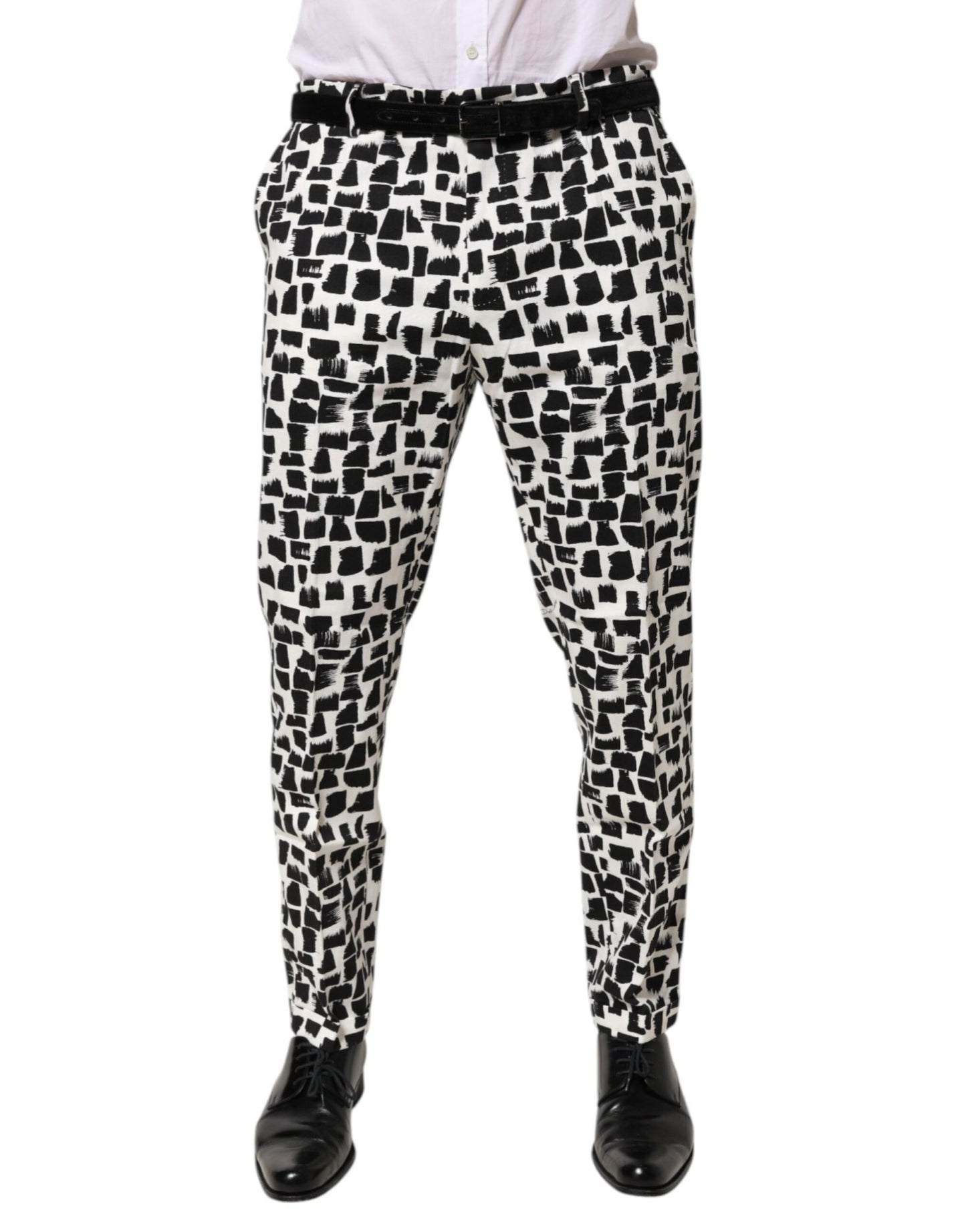Dolce & Gabbana Black White Abstract Print Cotton Blend Pants – IT52 | XL par Dolce & Gabbana | Disponible sur Sandy Store ByNet