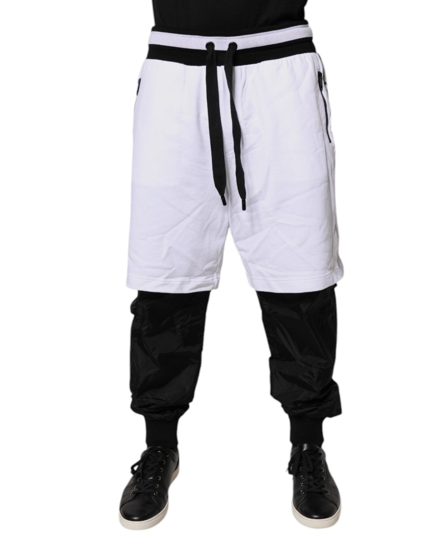 Dolce & Gabbana Black White Cotton Layered Sweatpants Pants – IT50 | L par Dolce & Gabbana | Disponible sur Sandy Store ByNet