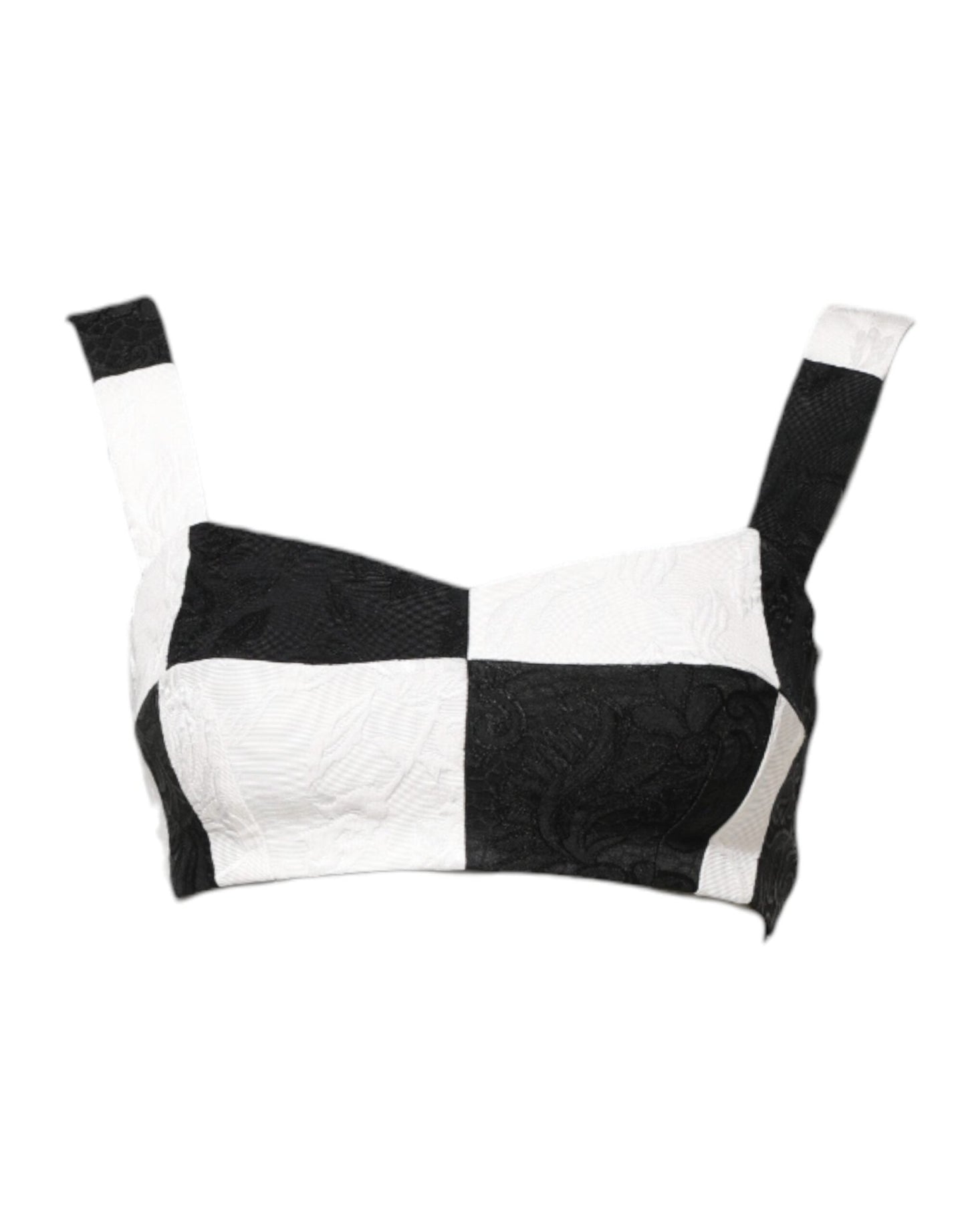 Dolce & Gabbana Black White Cropped Bustier Corset Bra Top – IT36|XXS par Dolce & Gabbana | Disponible sur Sandy Store ByNet