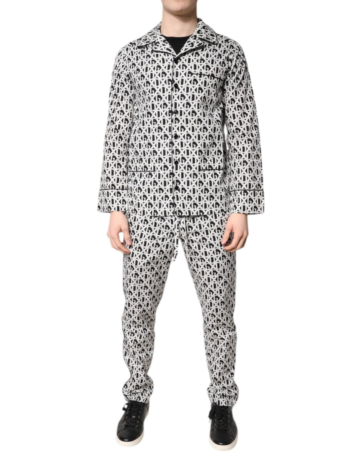 Dolce & Gabbana Black White DG Print Cotton Pajama Set Sleepwear – IT37 | XS par Dolce & Gabbana | Disponible sur Sandy Store ByNet