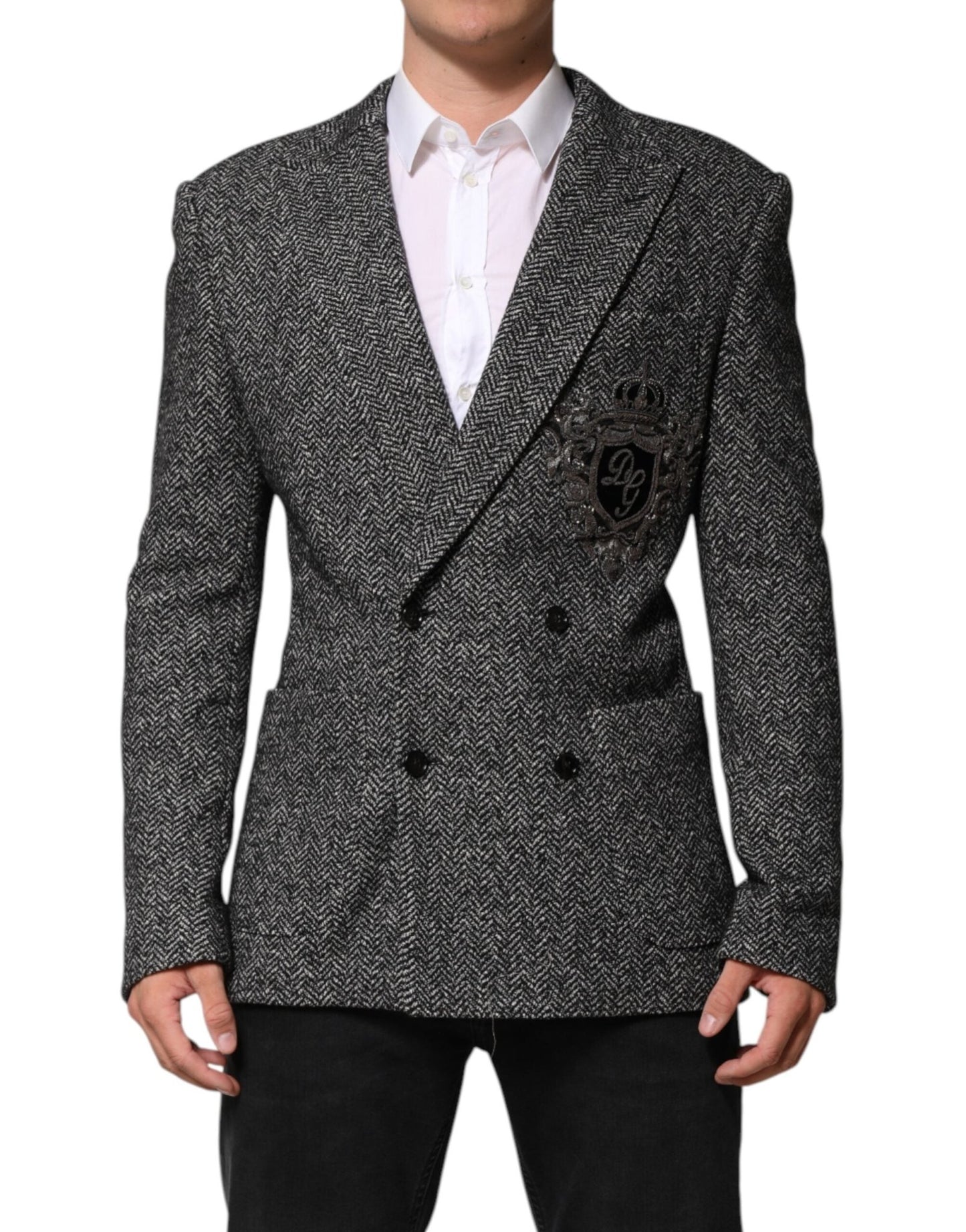 Dolce & Gabbana Black White Double Breasted Men Suit Blazer – IT48 | M par Dolce & Gabbana | Disponible sur Sandy Store ByNet