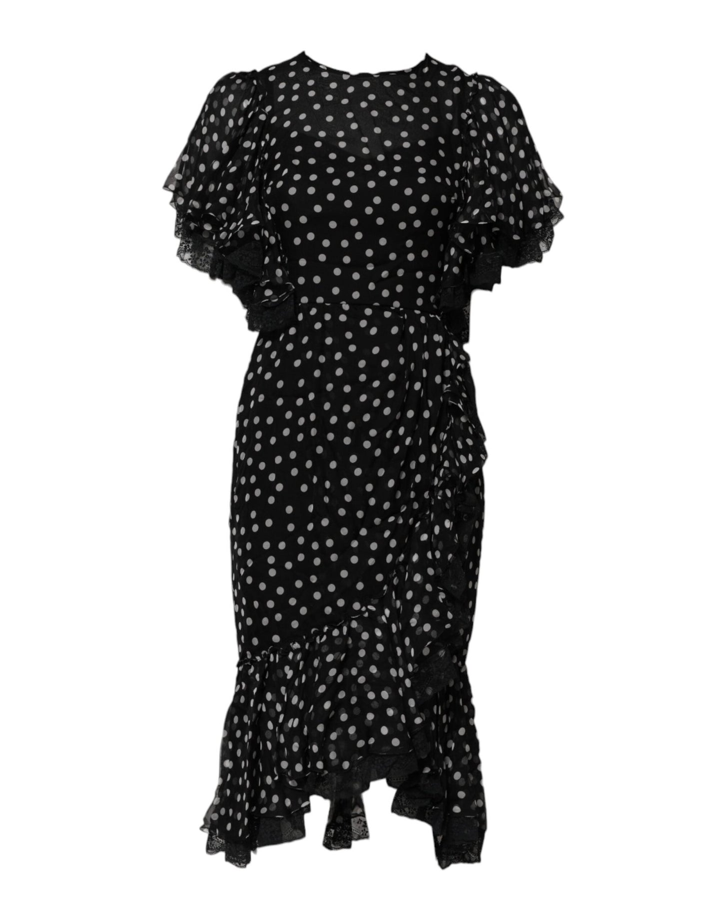 Dolce & Gabbana Black White Lace Polka Dot Chiffon Dress – IT38 | XS par Dolce & Gabbana | Disponible sur Sandy Store ByNet