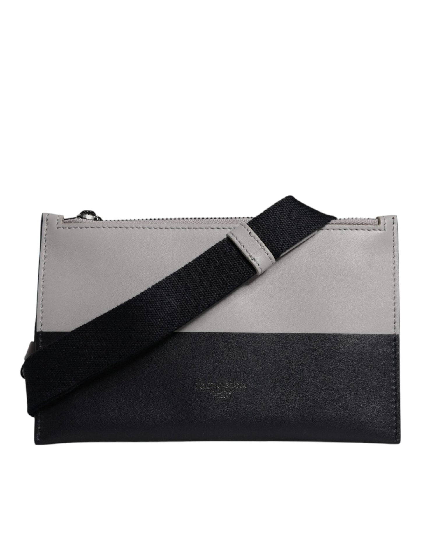 Dolce & Gabbana Black White Leather Logo Embossed Crossbody Bag – par Dolce & Gabbana | Disponible sur Sandy Store ByNet