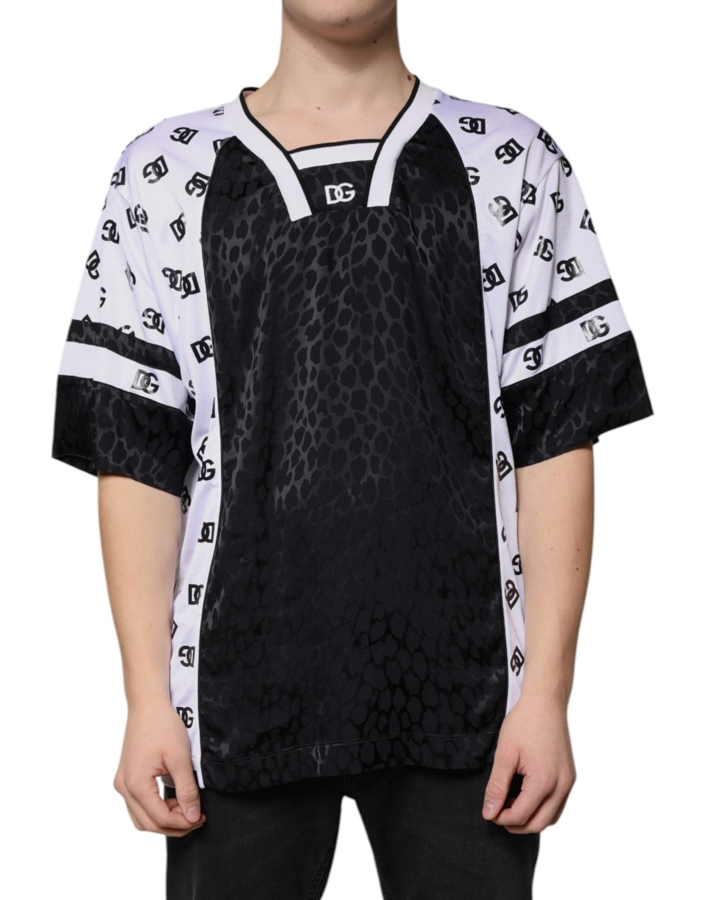 Dolce & Gabbana Black White Logo Men Short Sleeves T-shirt – IT52 | XL par Dolce & Gabbana | Disponible sur Sandy Store ByNet