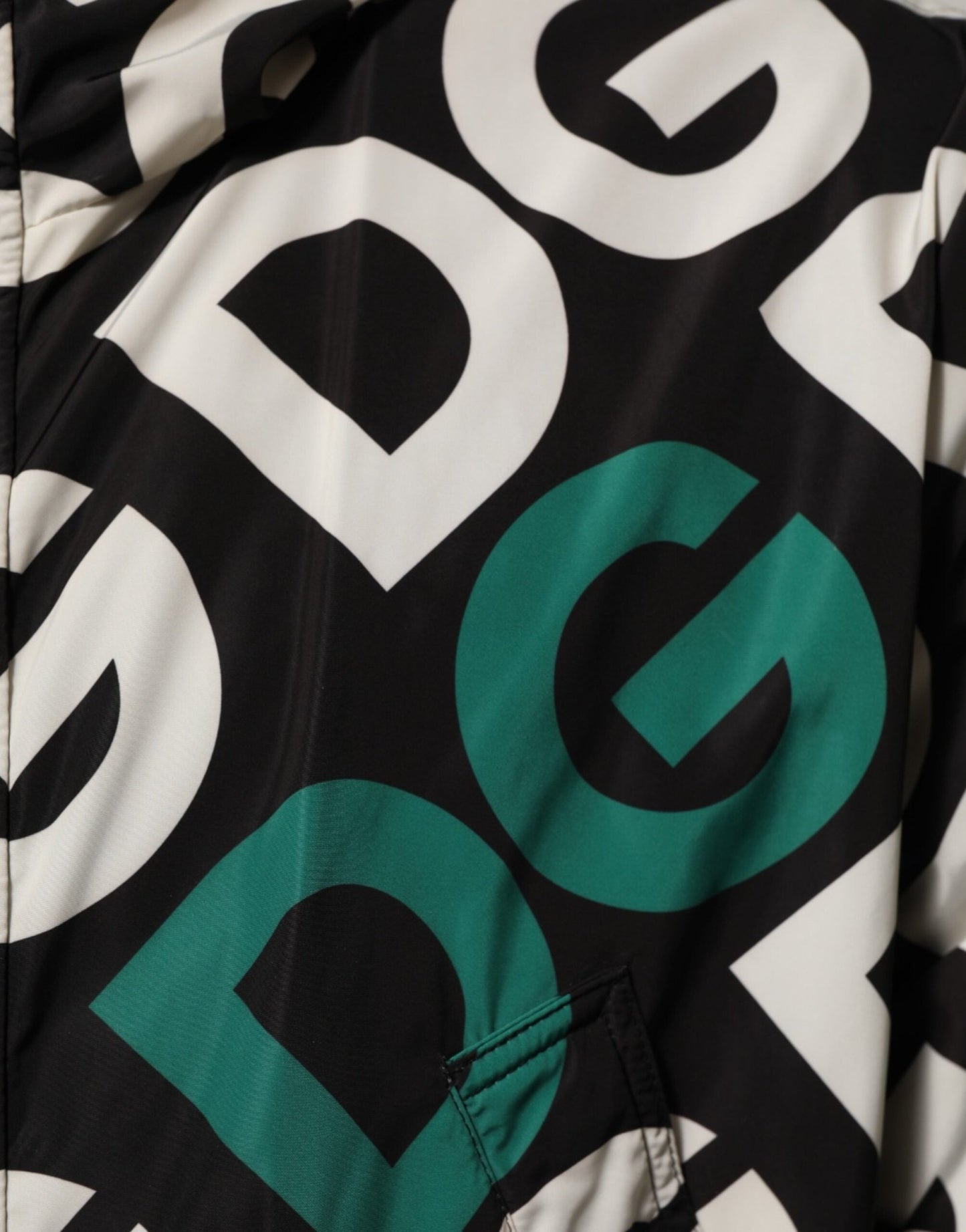 Dolce & Gabbana Black White Logo Print Hooded Coat Men Jacket – IT44 | XS par Dolce & Gabbana | Disponible sur Sandy Store ByNet