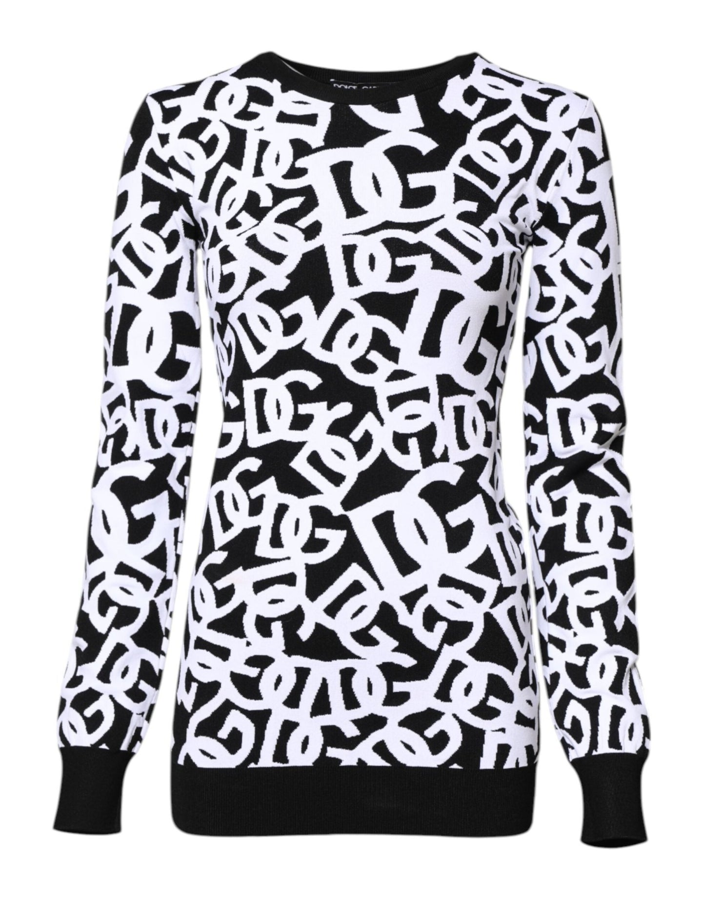 Dolce & Gabbana Black White Logo Print Women Pullover Sweater – IT40|S par Dolce & Gabbana | Disponible sur Sandy Store ByNet