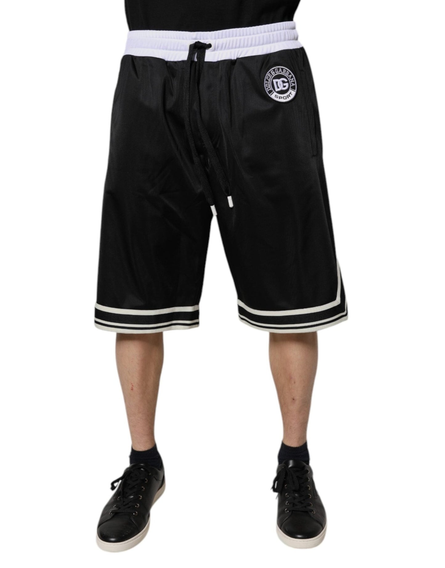 Dolce & Gabbana Black White Men Bermuda Sweatshorts Shorts - Sandy Store ByNet