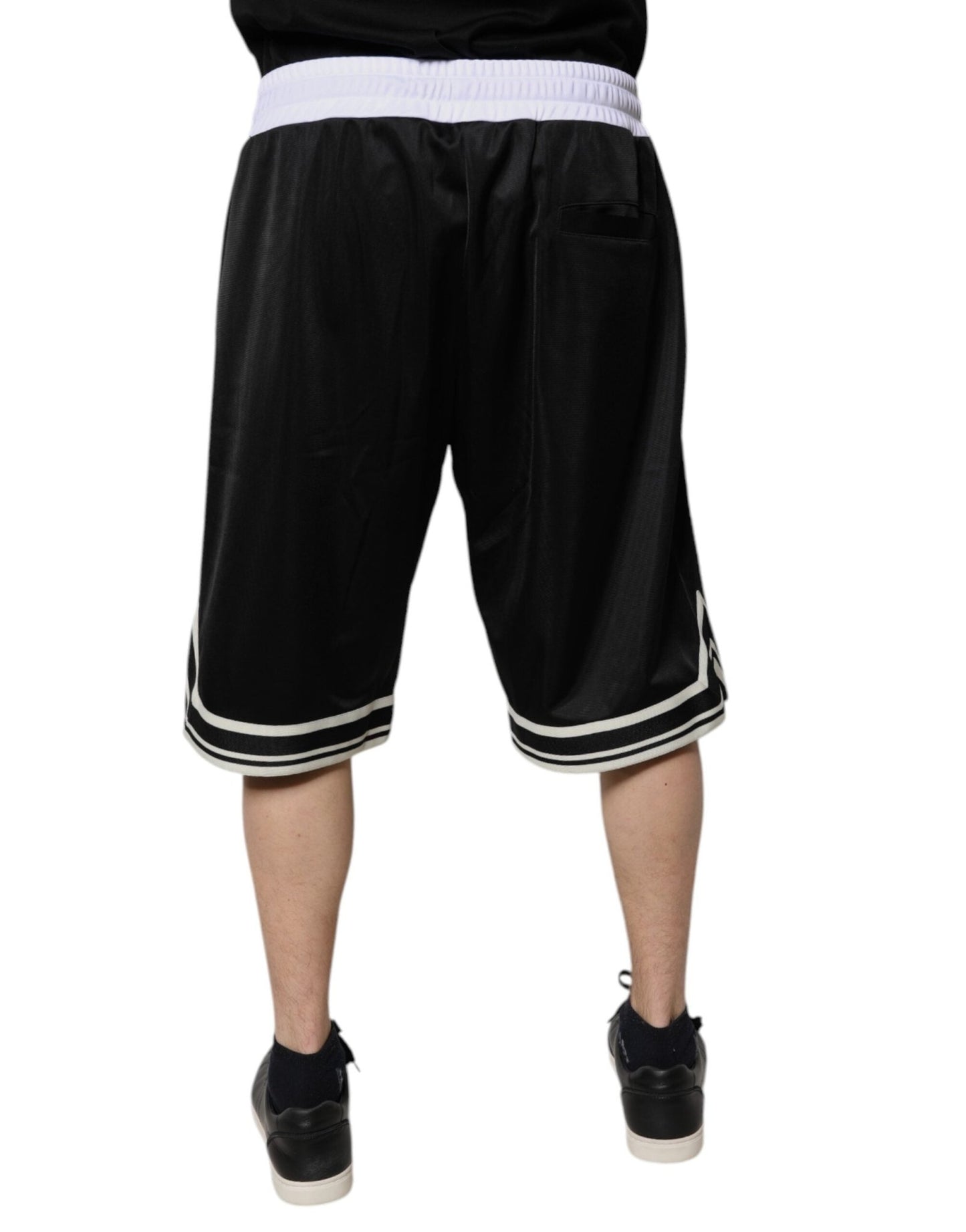 Dolce & Gabbana Black White Men Bermuda Sweatshorts Shorts - Sandy Store ByNet