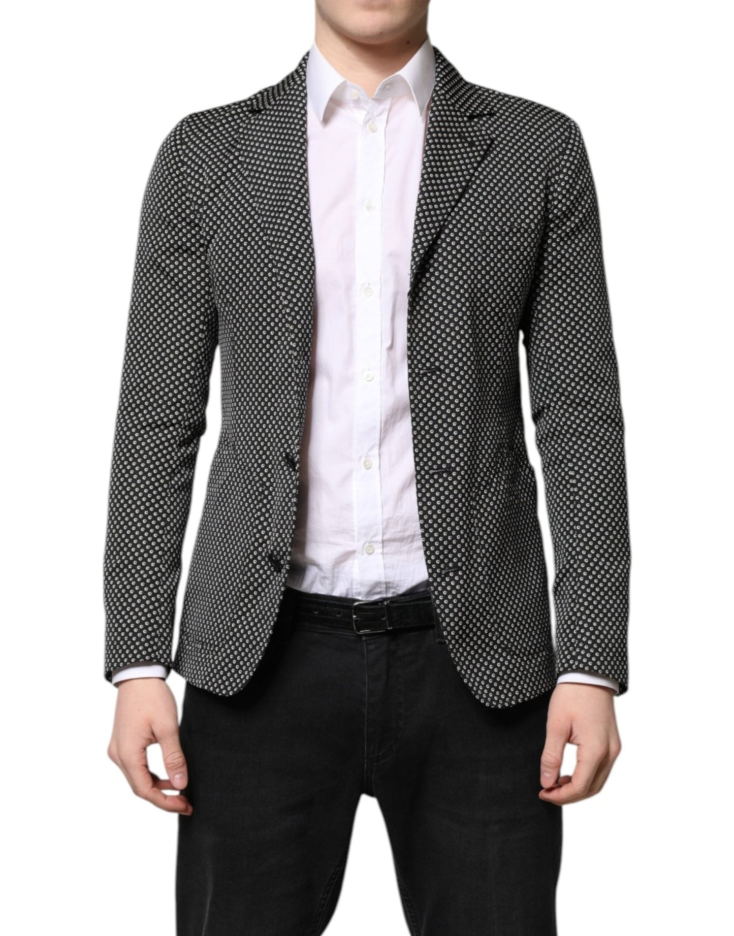 Dolce & Gabbana Black White Patterned Men Suit Coat Blazer – IT44 | XS par Dolce & Gabbana | Disponible sur Sandy Store ByNet