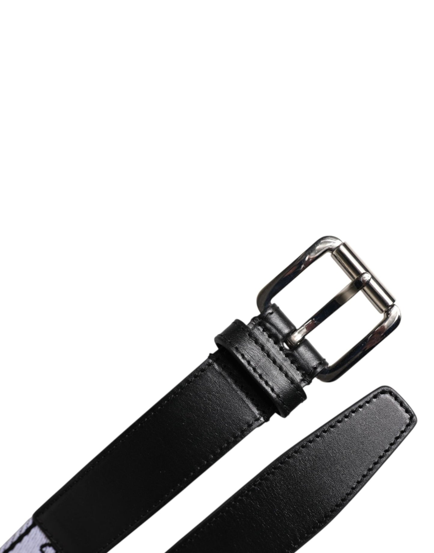 Dolce & Gabbana Black White Printed Metal Logo Buckle Belt - Sandy Store ByNet