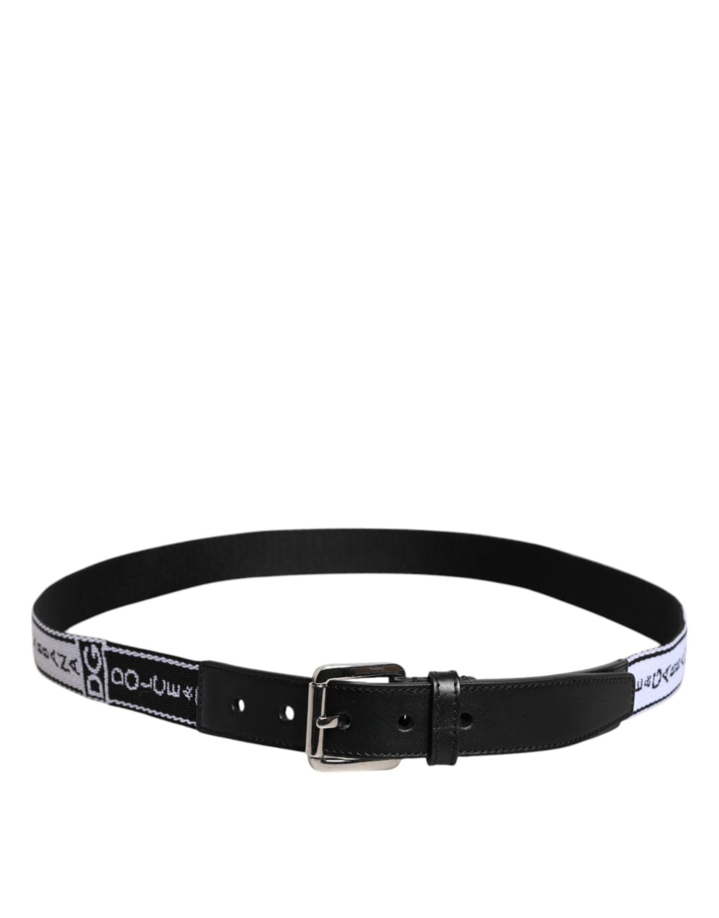 Dolce & Gabbana Black White Printed Metal Logo Buckle Belt - Sandy Store ByNet