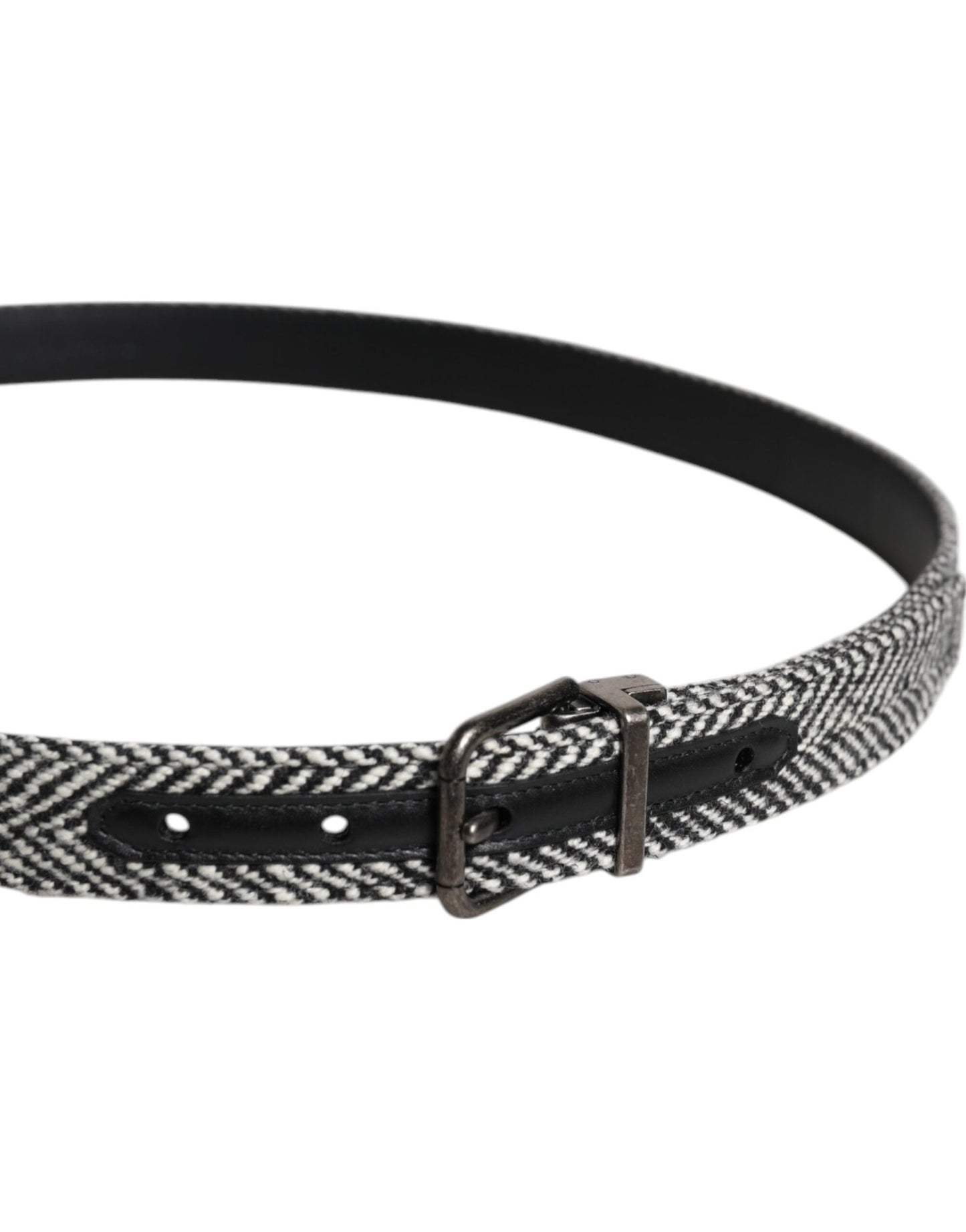 Dolce & Gabbana Black White Silver Tone Metal Buckle Belt - Sandy Store ByNet