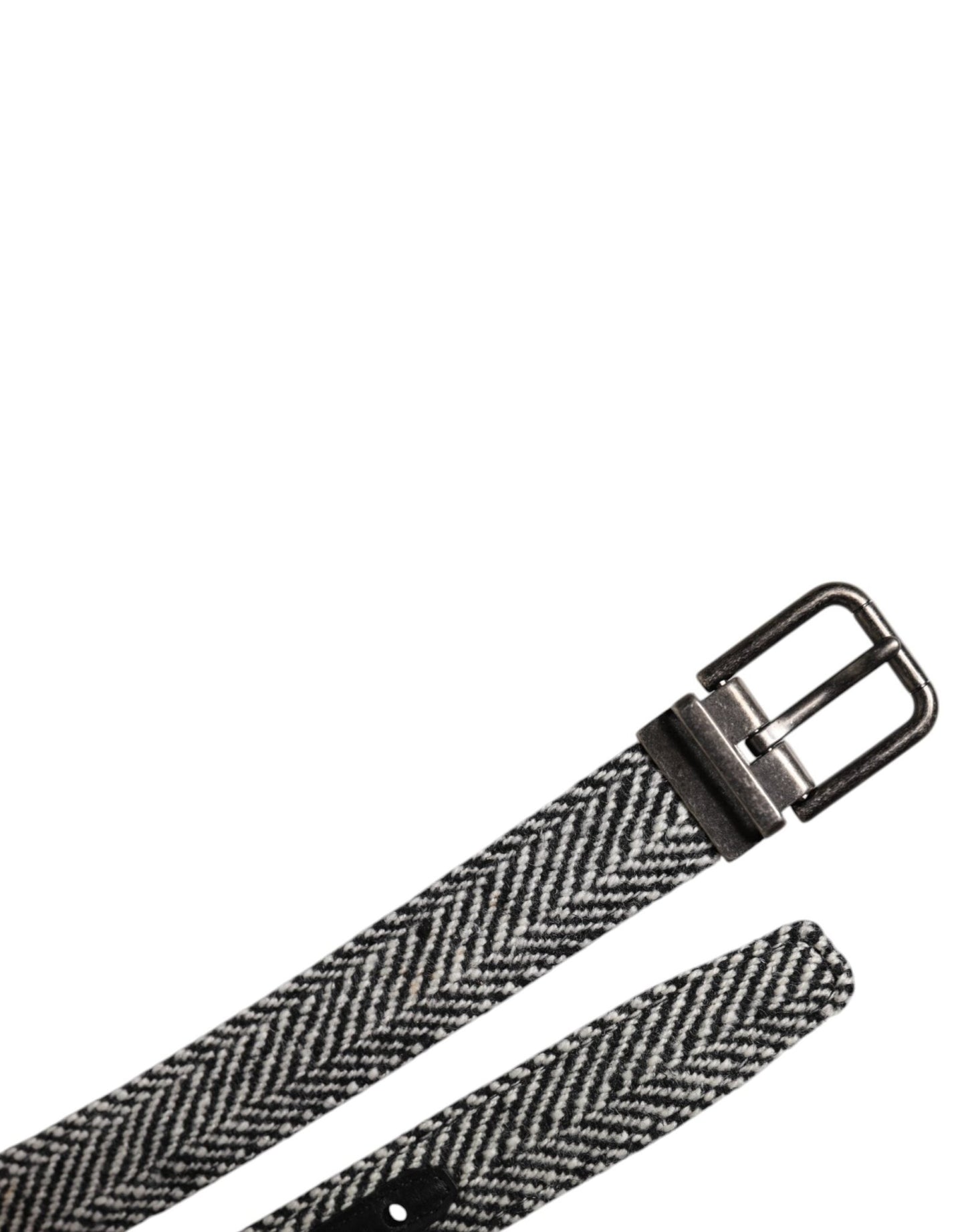 Dolce & Gabbana Black White Silver Tone Metal Buckle Belt - Sandy Store ByNet