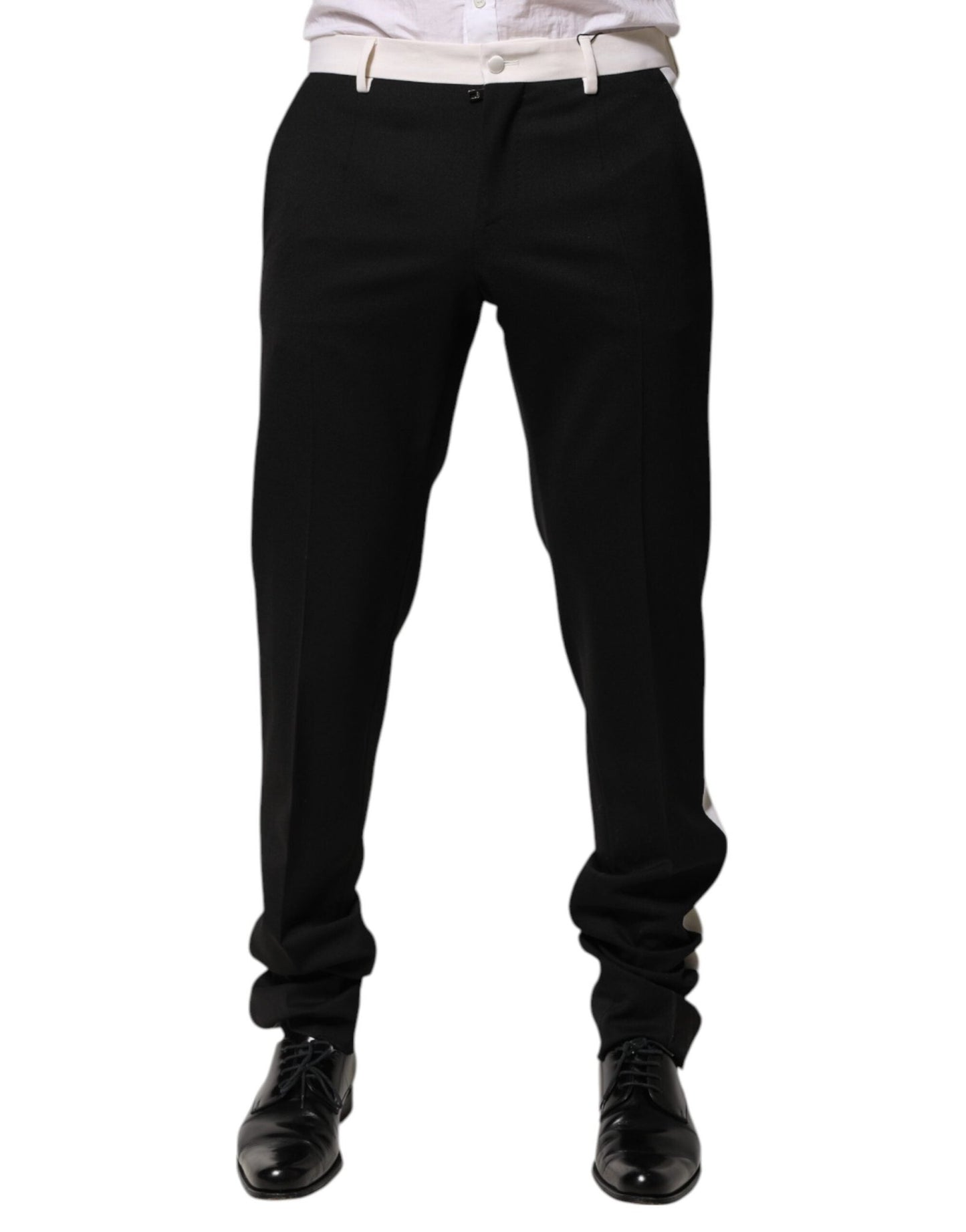 Dolce & Gabbana Black White Stripe Wool Men Trouser Pants – IT48 | M par Dolce & Gabbana | Disponible sur Sandy Store ByNet
