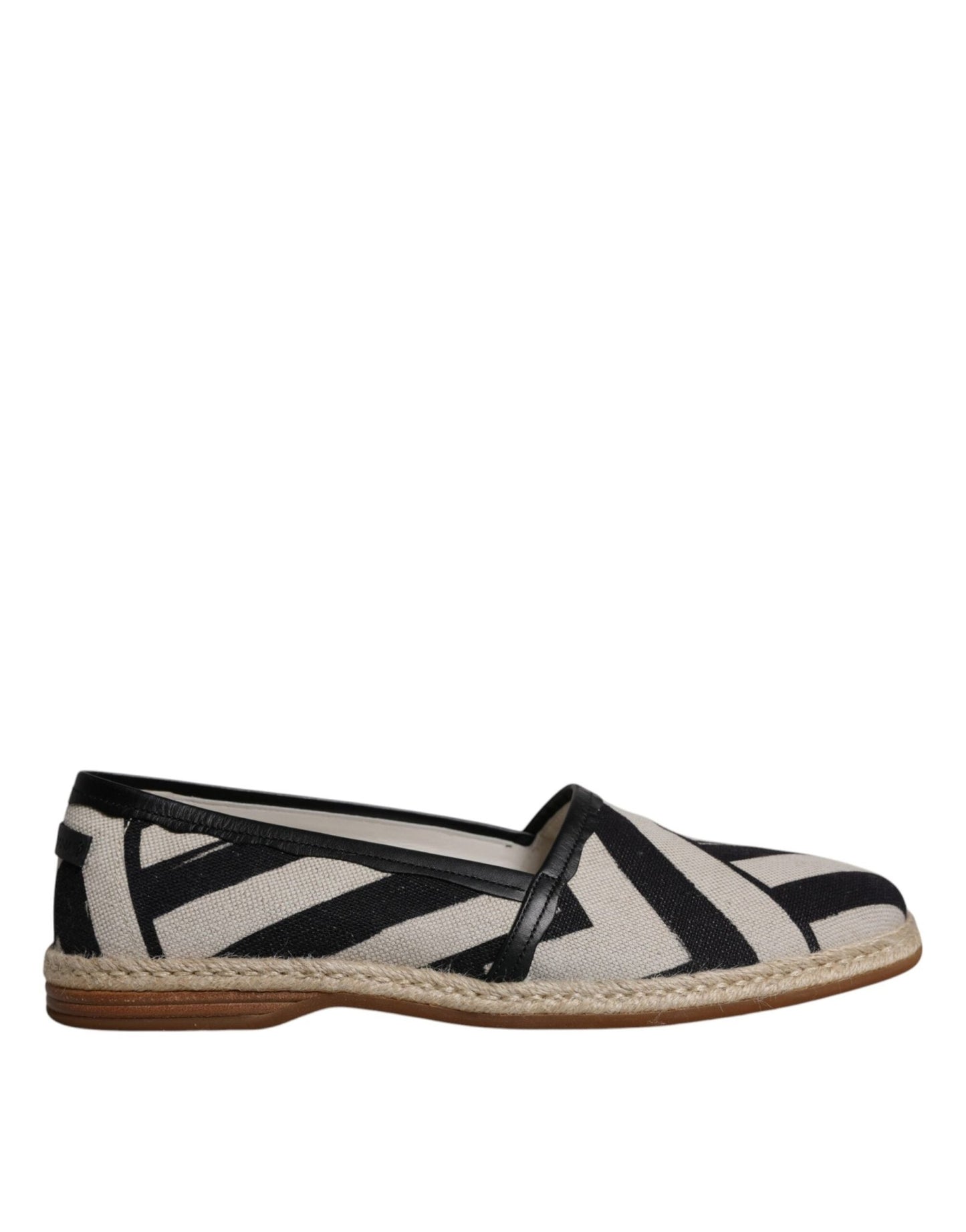 Dolce & Gabbana Black White Stripes Slip On Espadrille Shoes - Sandy Store ByNet