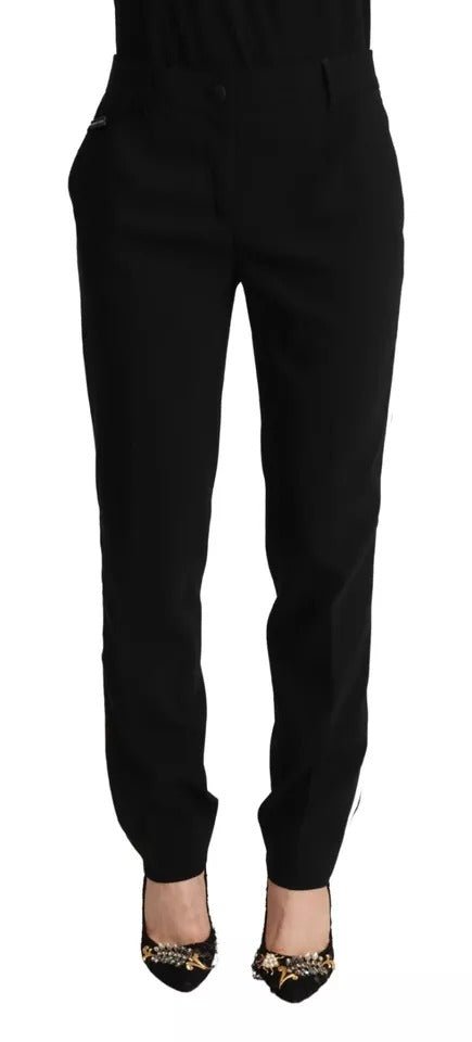 Dolce & Gabbana Black White Stripes Wool Tapered Pants – IT38 | XS par Dolce & Gabbana | Disponible sur Sandy Store ByNet